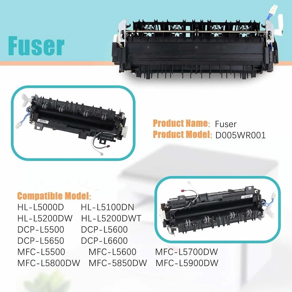 Fusor para impresoras Brother HL-L5000D L5100DN L5200DW L5200DWT DCP-L5500 DCP-L5600 L5650 MFC-L5700DW L5800DW L5900DW Series, 110V, 50.000 páginas de vida útil