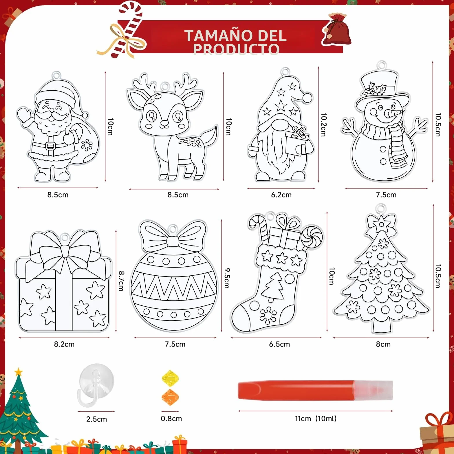 AHIKY Kits Manualidades Navidad para Niños, 24 Piezas Atrapasoles Adorno Navideño Acrílico para Pintar, DIY Ornamentos Navidad Niños, Decoración Colgante Creativa para Ventanas Regalo Artesanal