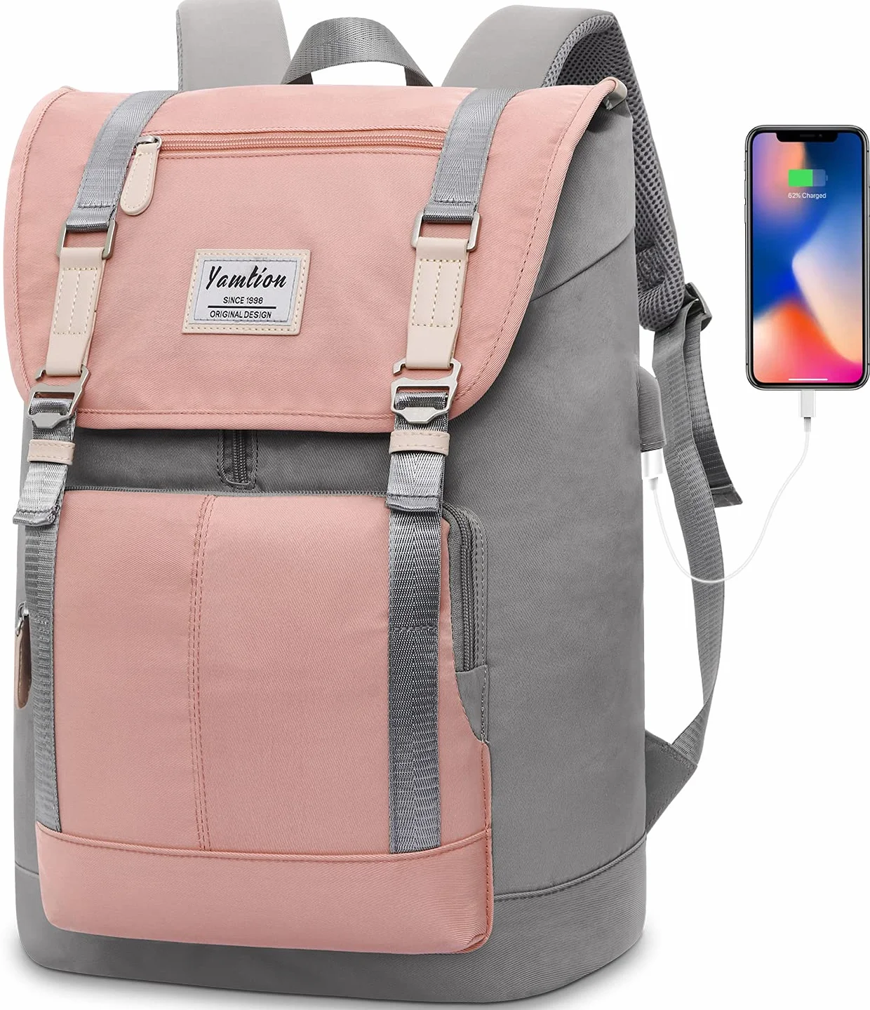 YAMTION Mochila para Mujer, Portátil 17 Pulgadas, Escolar Niña, Ordenador con USB