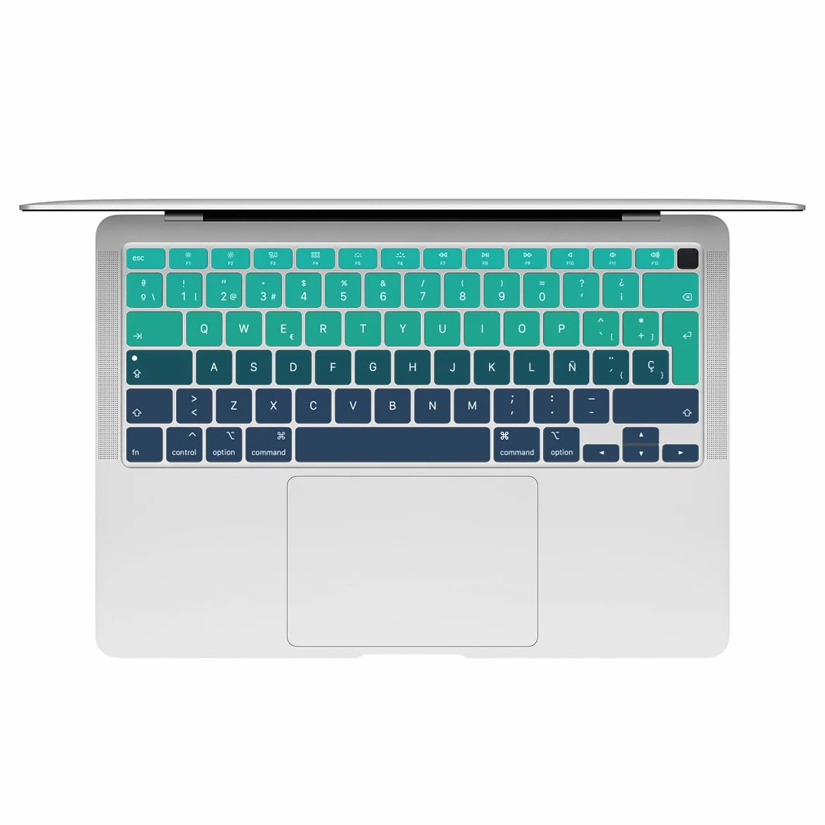 Cubierta de teclado ESP A2179 de silicona protectora de teclado para MacBook Air de 13 pulgadas con Touch ID A2337 M1 Chip Diseño europeo (versión 2020), color verde degradado