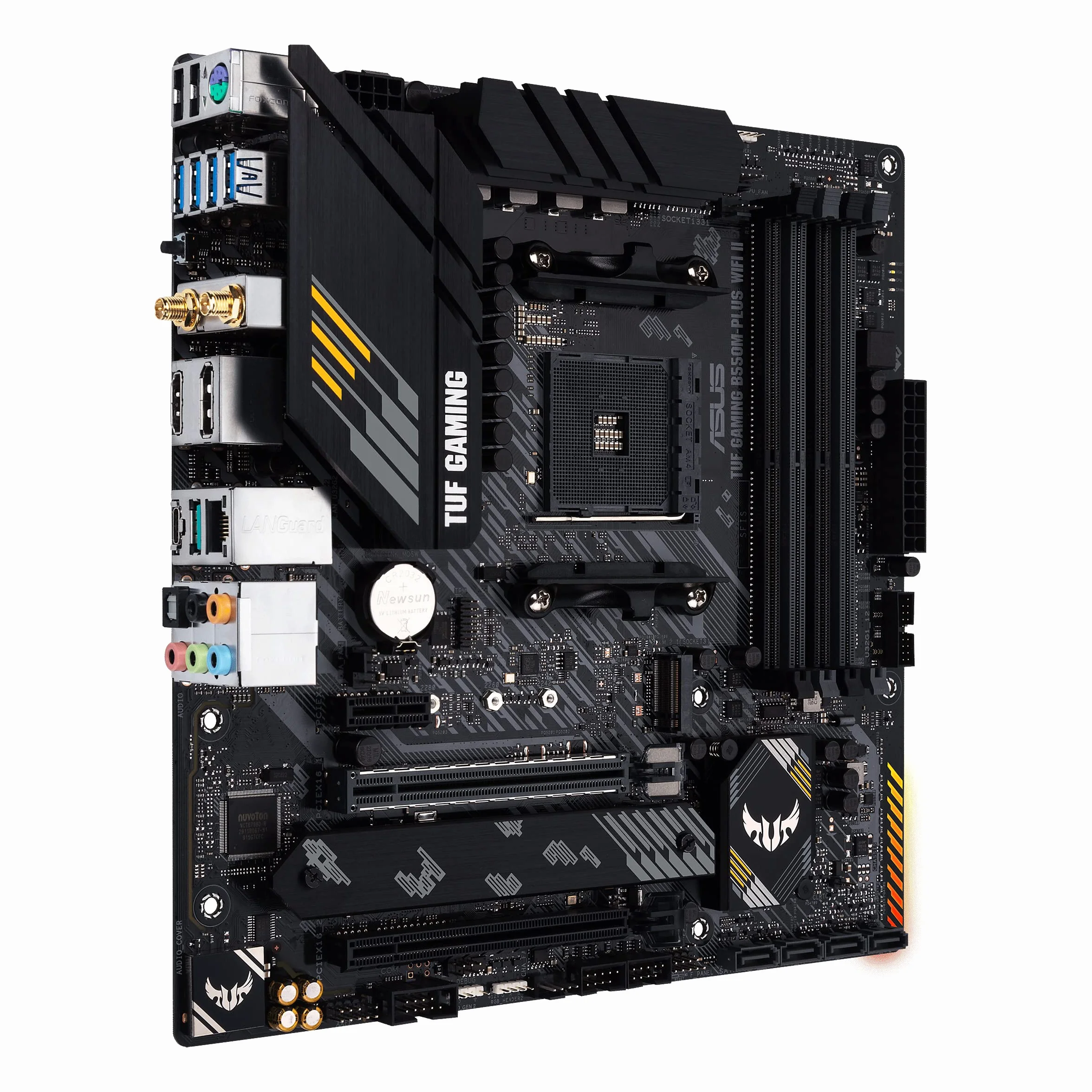 ASUS TUF Gaming B550M-PLUS WiFi II - Placa Base de Gaming Micro-ATX AMD (PCIe 4.0, 2X M.2, VRM de 10 etapas, Wi-Fi 6, 2.5 GB Ethernet, HDMI, DP, USB 3.2 Gen. 2 de Tipo A y C, Aura Sync RGB), B550 II