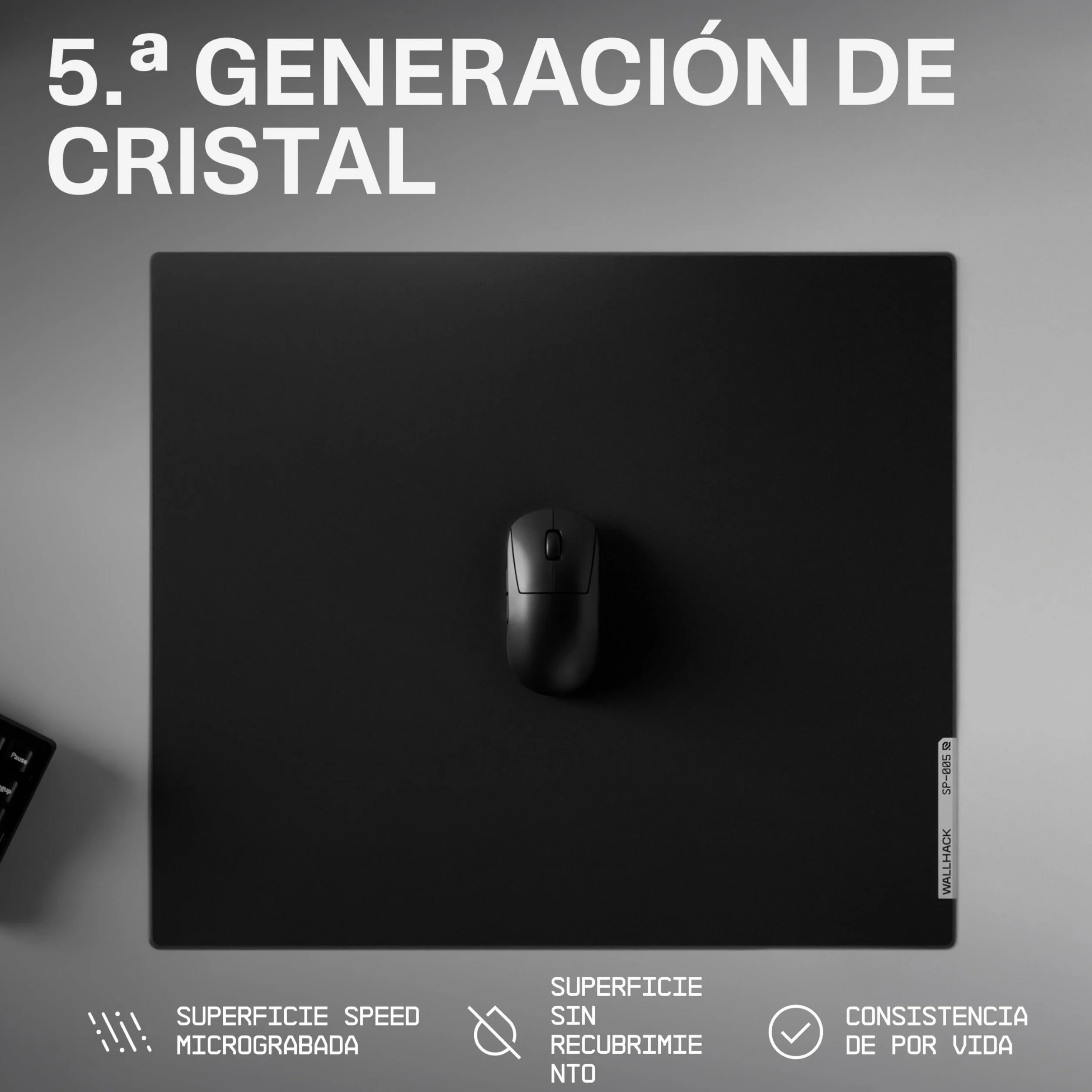Wallhack SP-005 Alfombrilla Gaming de Cristal – Superficie Speed, Alfombrilla Grande para Esports, Deslizamiento Suave, Cristal Templado, Resistente y portátil con Estuche de Transporte | Negro