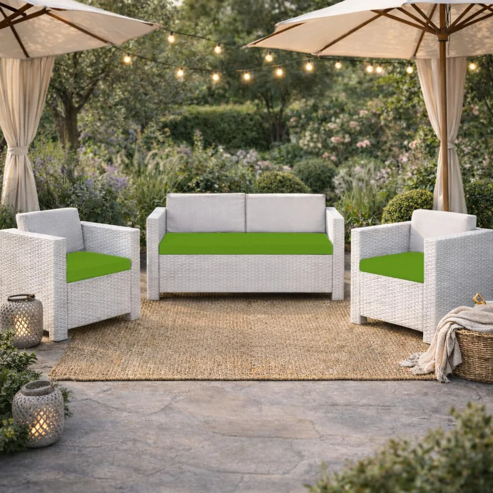 Set de 3 Cojines de Exterior para Sillones y Sofá de Jardín – Desenfundables con Cremallera, Resistentes, Verde Maranza