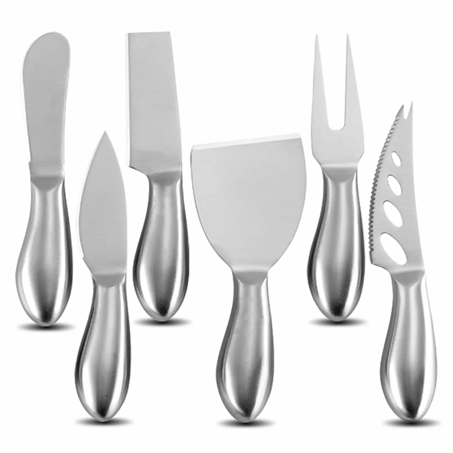 VANRA Juego de 6 Cuchillos de Queso Mini Cuchillos de Queso de Acero Inoxidable con Esparcidor de Mantequilla y Tenedor para Tablas de Embutidos y Platos de Queso