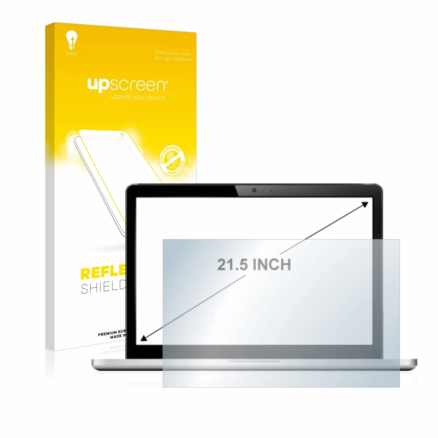 upscreen 21.5" Protector Pantalla Mate para Monitores industriales con 21.5 pulgadas (54.6 cm) [477 mm x 268 mm, 16:9] – Antireflejos