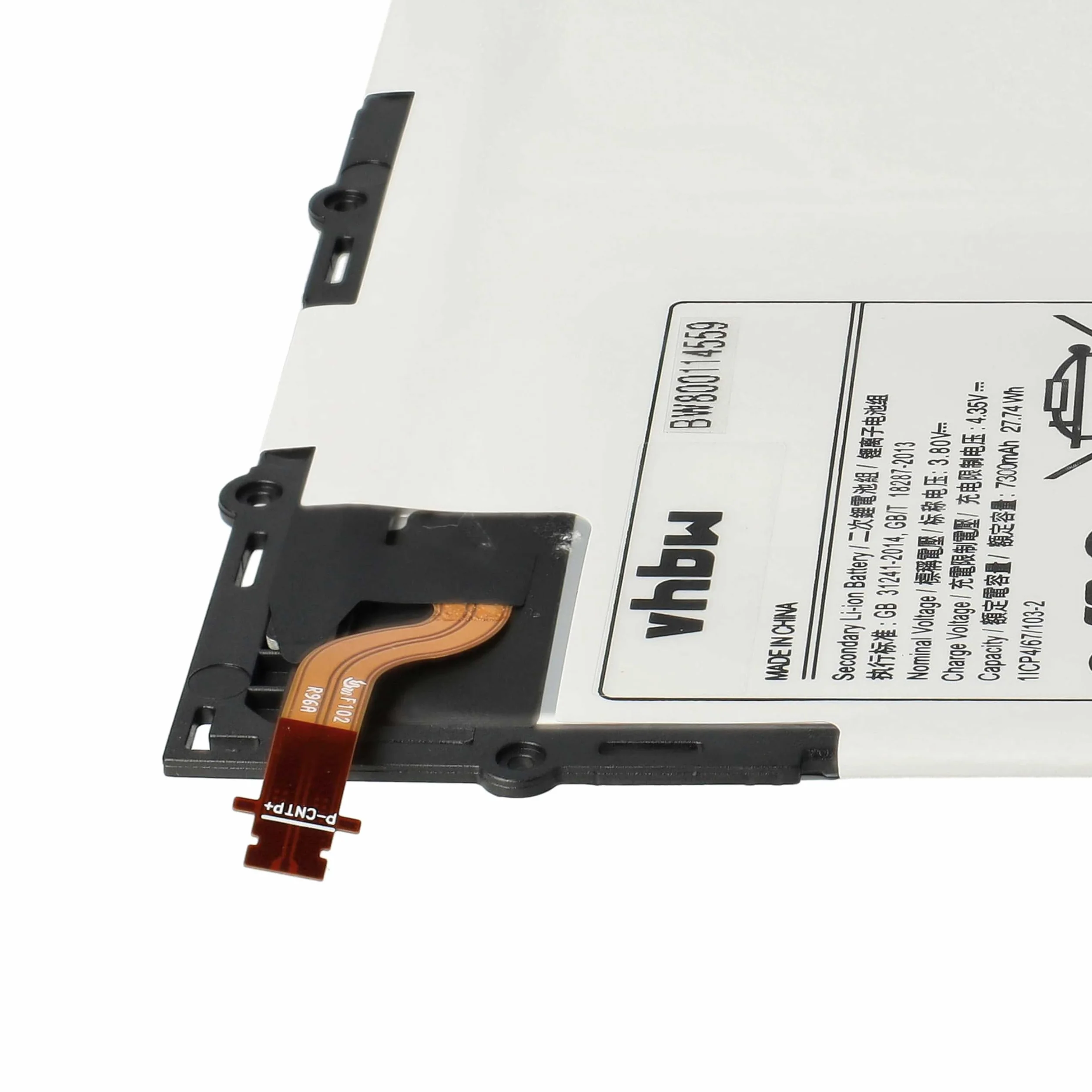 vhbw Batería Compatible con Samsung Galaxy Tab SM-P585M, SM-P585Y, SM-T580, SM-P585N, SM-P585N0 Tablet, Pad (7300 mAh, 3,8 V, Li-Poli)