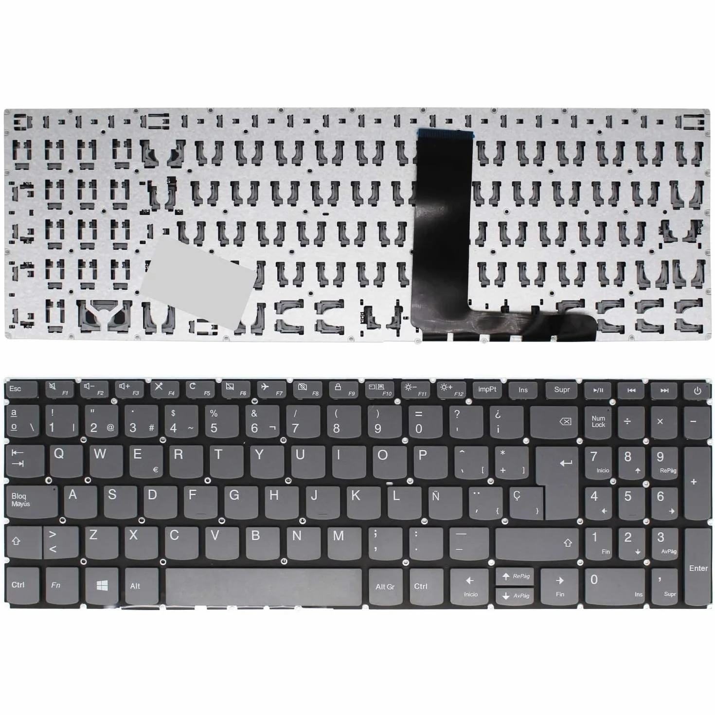PORTATIL MOVIL - Teclado de Repuesto Compatible con Lenovo IDEAPAD 320-15ISK 330-15IKB 81DE00XVPG (Ver Todos) Teclas Recambio Keyboard Replacement Piezas para Renovar Interior Laptop PC Computadora