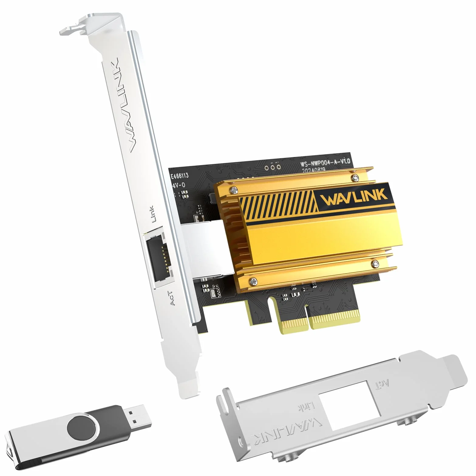 WAVLINK 10G Base-T PCIe Tarjeta de Red, Adaptador Ethernet PCI Express de 10 000/5 000/2 500 Mbps con Chip RTL8127, Tarjeta de Red 10G para Windows 11/10 y Linux con Soporte de Perfil bajo