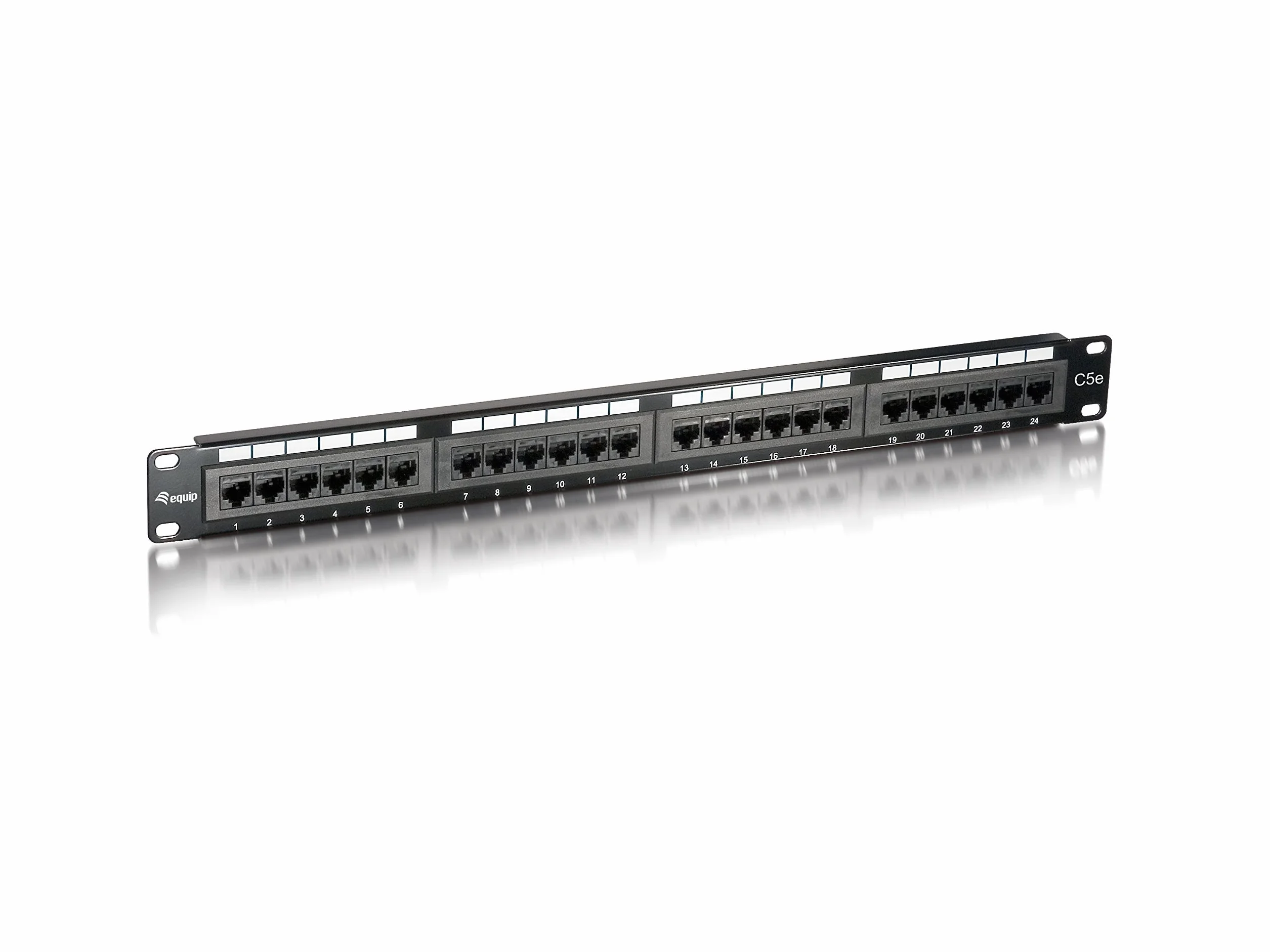 Equip Cat5e - Panel de conexiones (48,3 cm/19", 1HE (24 puertos, RJ45), color negro