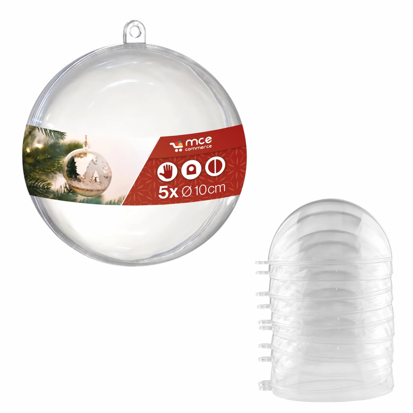 Acryl Kugel A661005 - Bolas de Navidad (acrílico, diámetro de 10 cm, 2 Unidades, 5 Unidades, plexiglás, plástico Transparente)