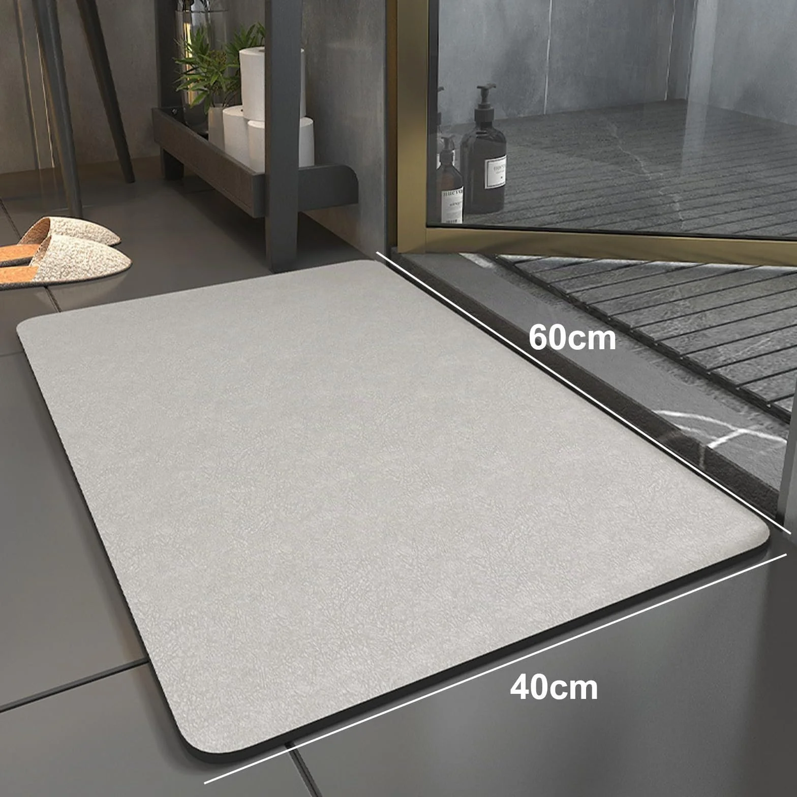 Alfombra Diatomita Baño 40x60cm Antideslizante Super Absorbente Piedra Lavable Ducha Bañera
