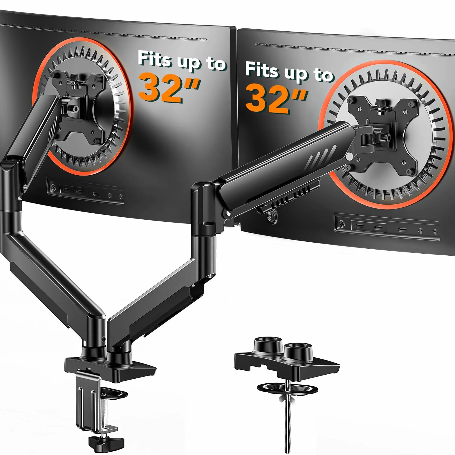 ErGear Soporte Monitor, Brazo Monitor Total Ajustable para Pantall 13–32″, Soporte Computadora de Instal Rápid con Montaje VESA Sin Herram, Carga Máxima 9kg, VESA Máx 100x100mm