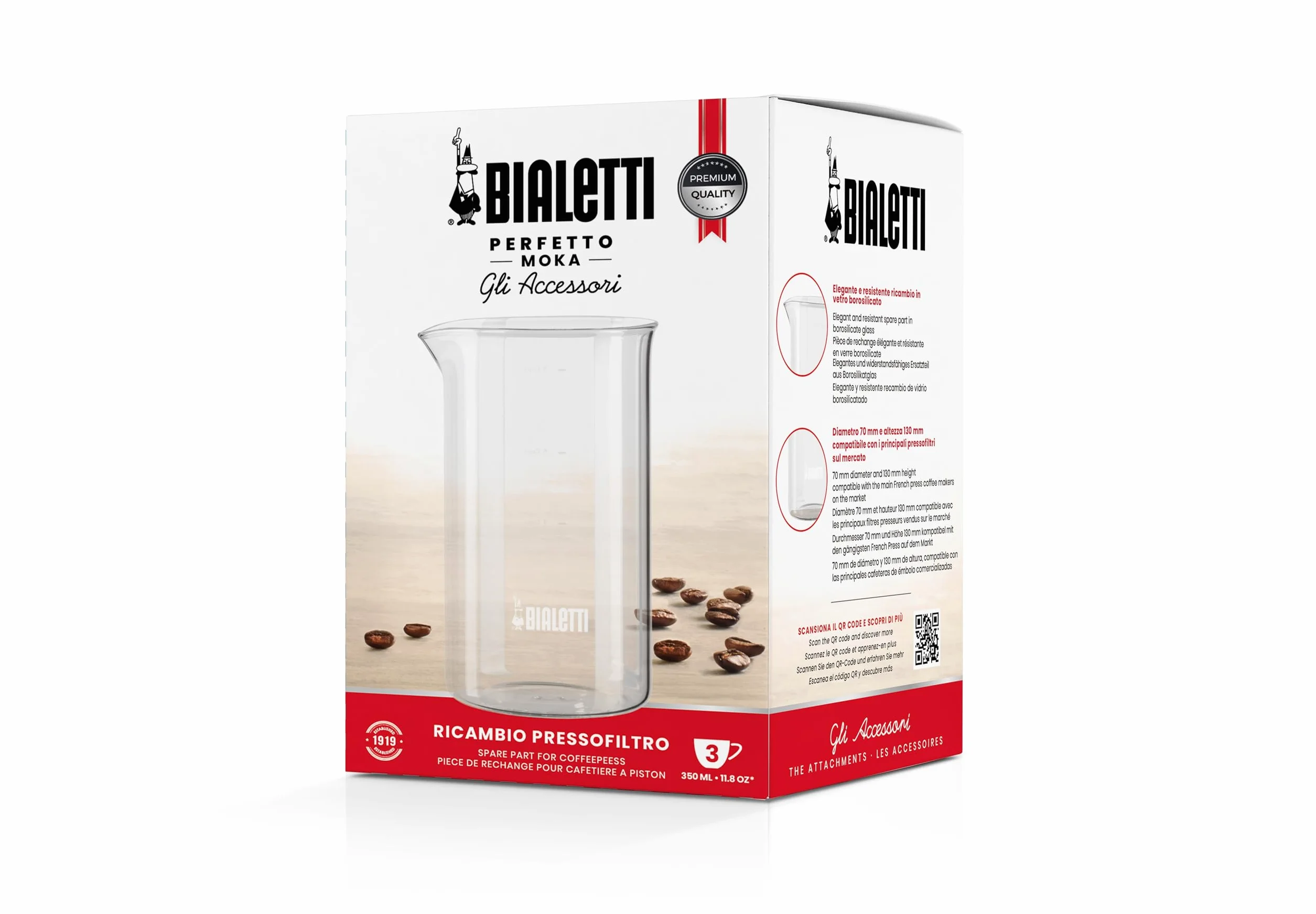 Bialetti Cafetera de émbolo 0.35 L Transparente