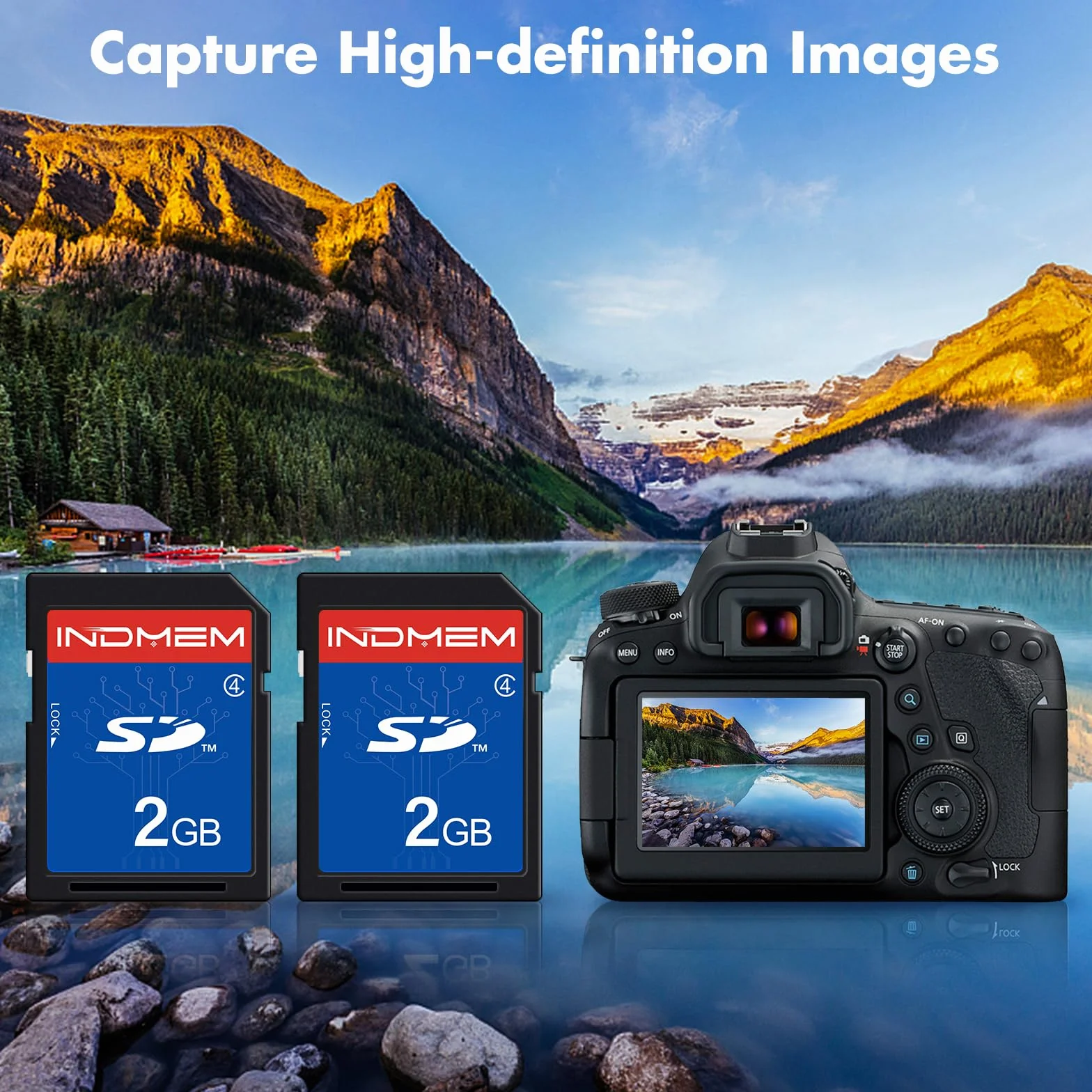INDMEM Tarjeta SD de 2 GB, 2 unidades, clase 4 MLC Secure Digital Flash Memory Card Camera Card