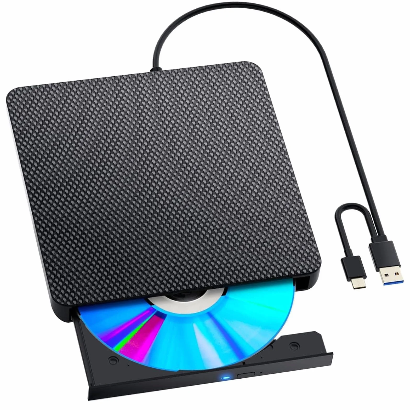 Colexy BLU-Ray Externa de BD de Lectura/Escritura, Grabadora Reproductor de BLU Ray 3D CD DVD USB 3.0 y Type-C grabadora para Laptop, MacBook, PC de Escritorio