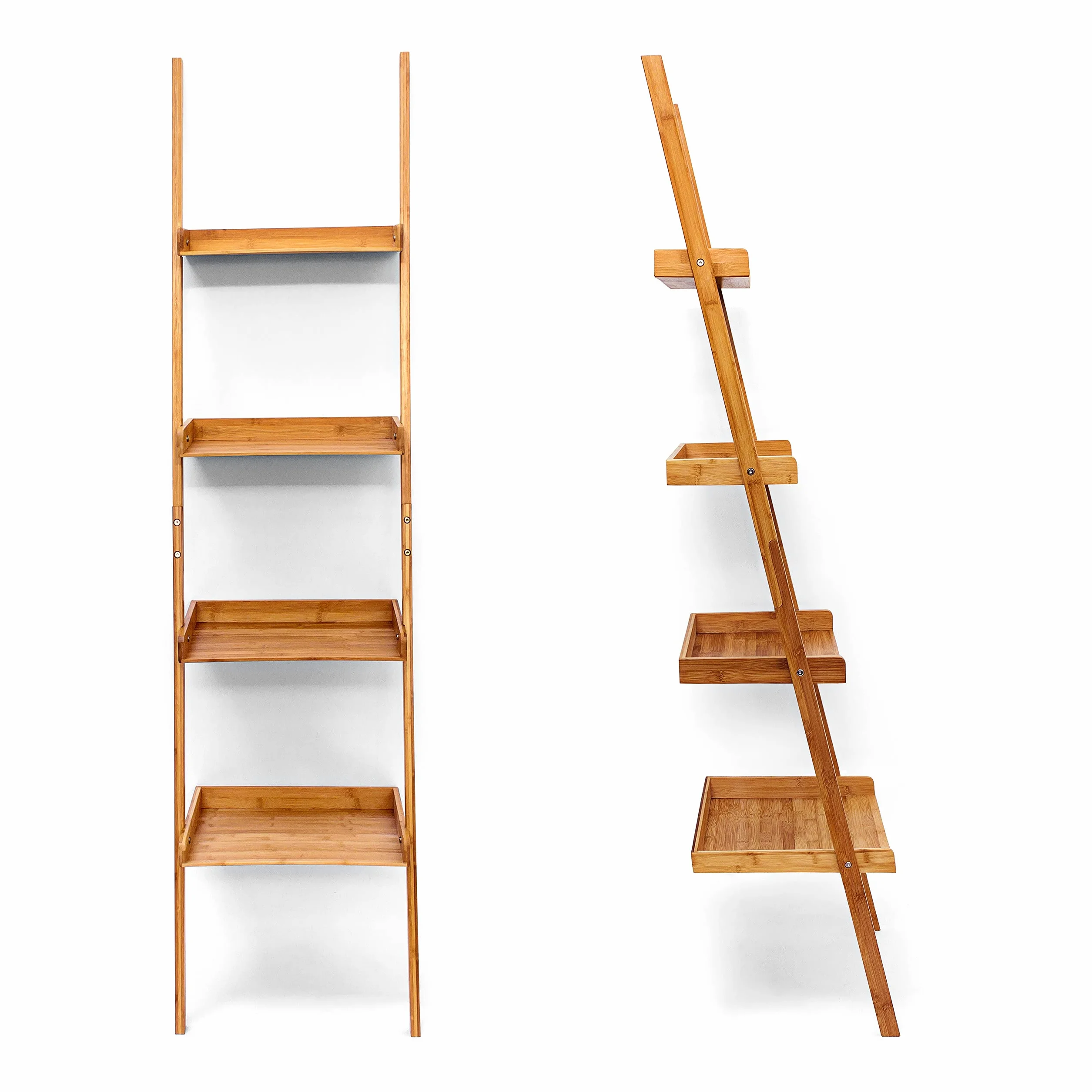 Relaxdays Escalera Estantería Bambú 4 Baldas 176x44x37 cm Marrón Natural