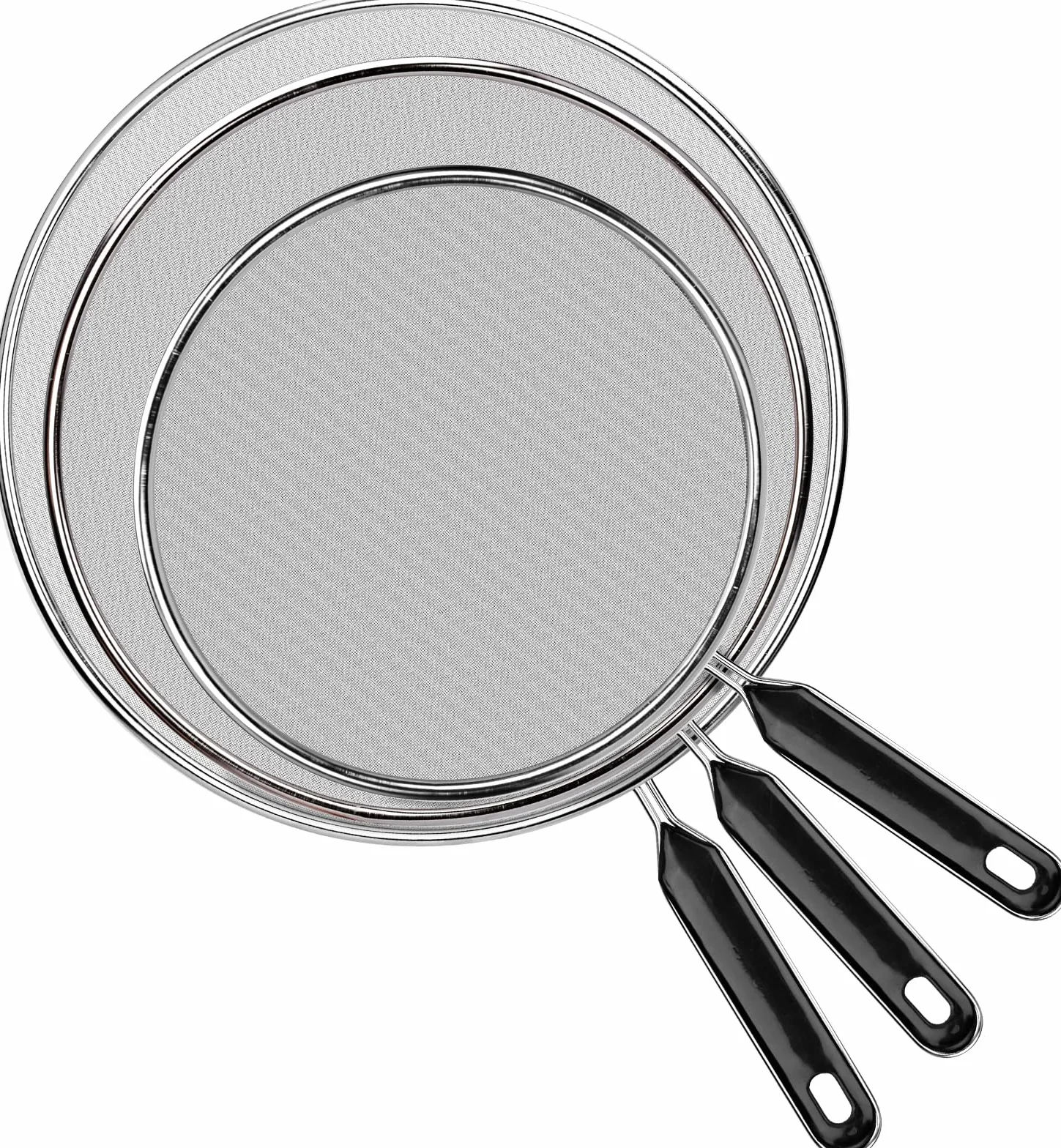 Tapa Antisalpicaduras de Acero Inoxidable 19cm 25cm 29cm Protector Salpicaduras con Mango