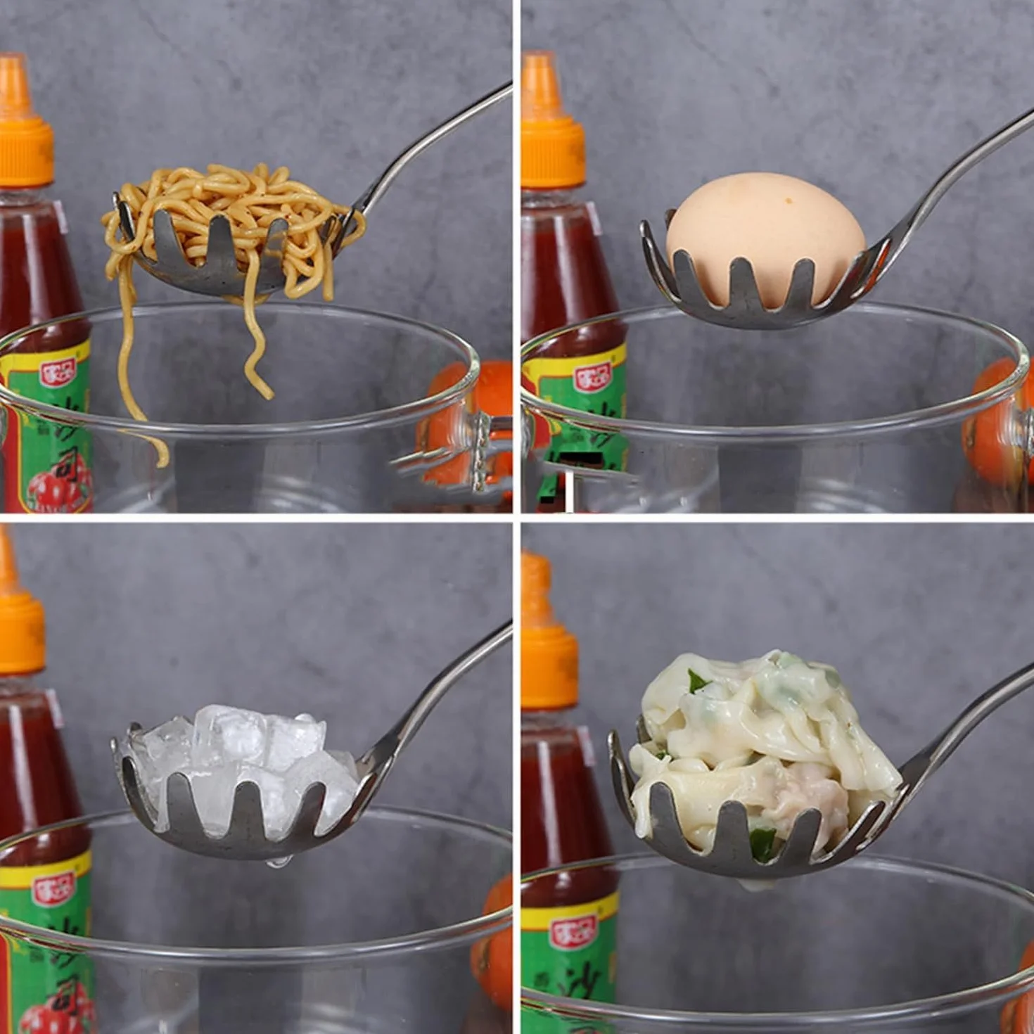 Cuchara de pasta de acero inoxidable con mango ergonómico para espaguetis