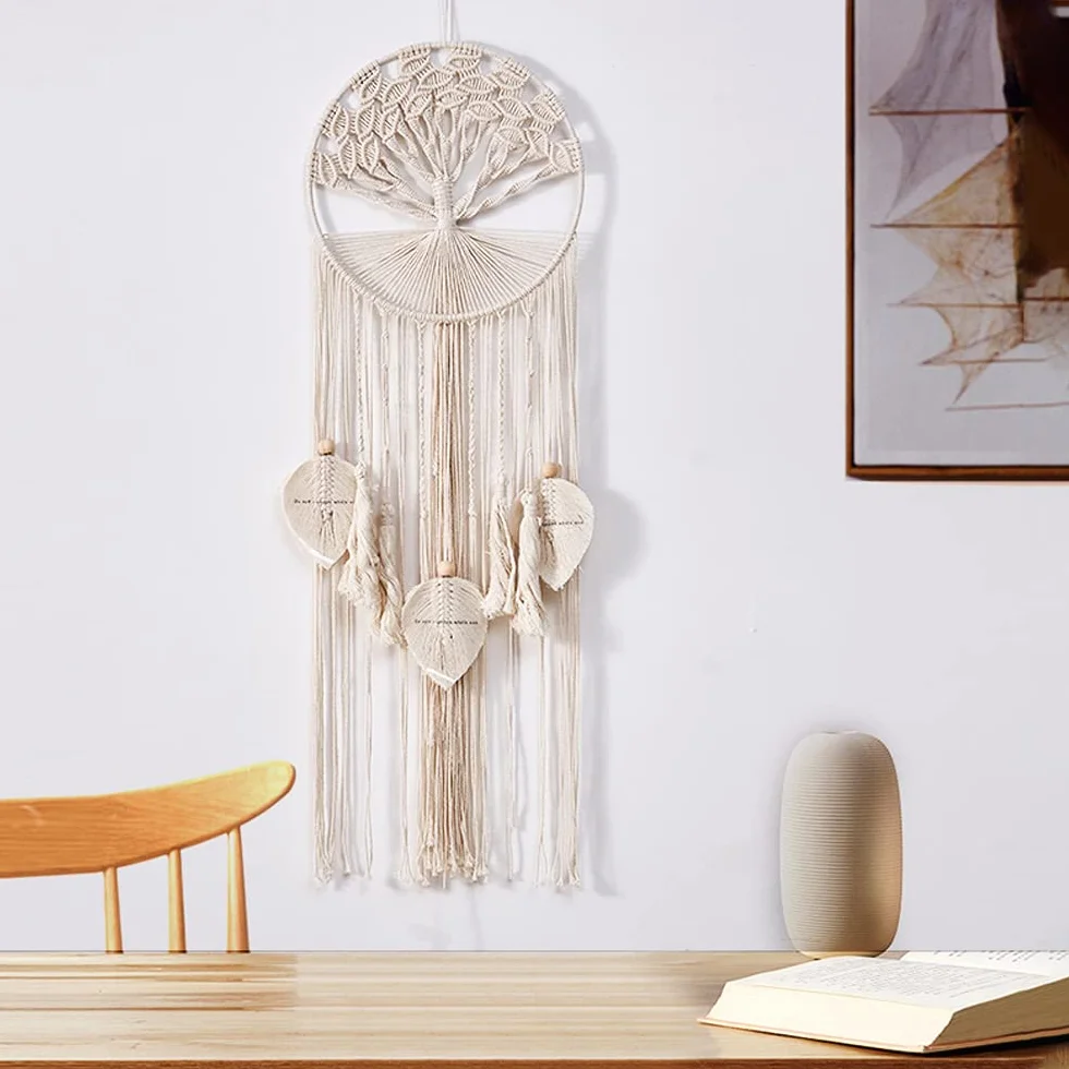 Atrapasueños de macramé árbol de la vida bohemio decoración pared boda hogar