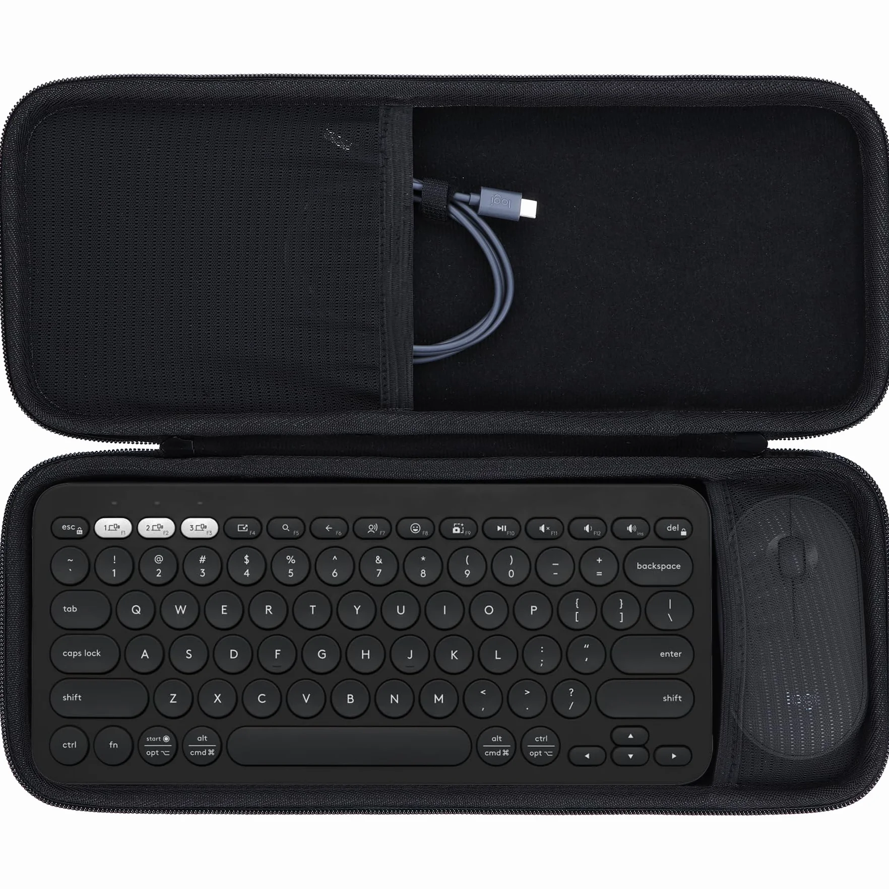 Lebakort Duro Caja Estuche Funda para Teclado Inalámbrico Logitech Pebble Keys 2 Combo K380s K380 + M350 Pebble Mouse Combo (Estuche Negro)