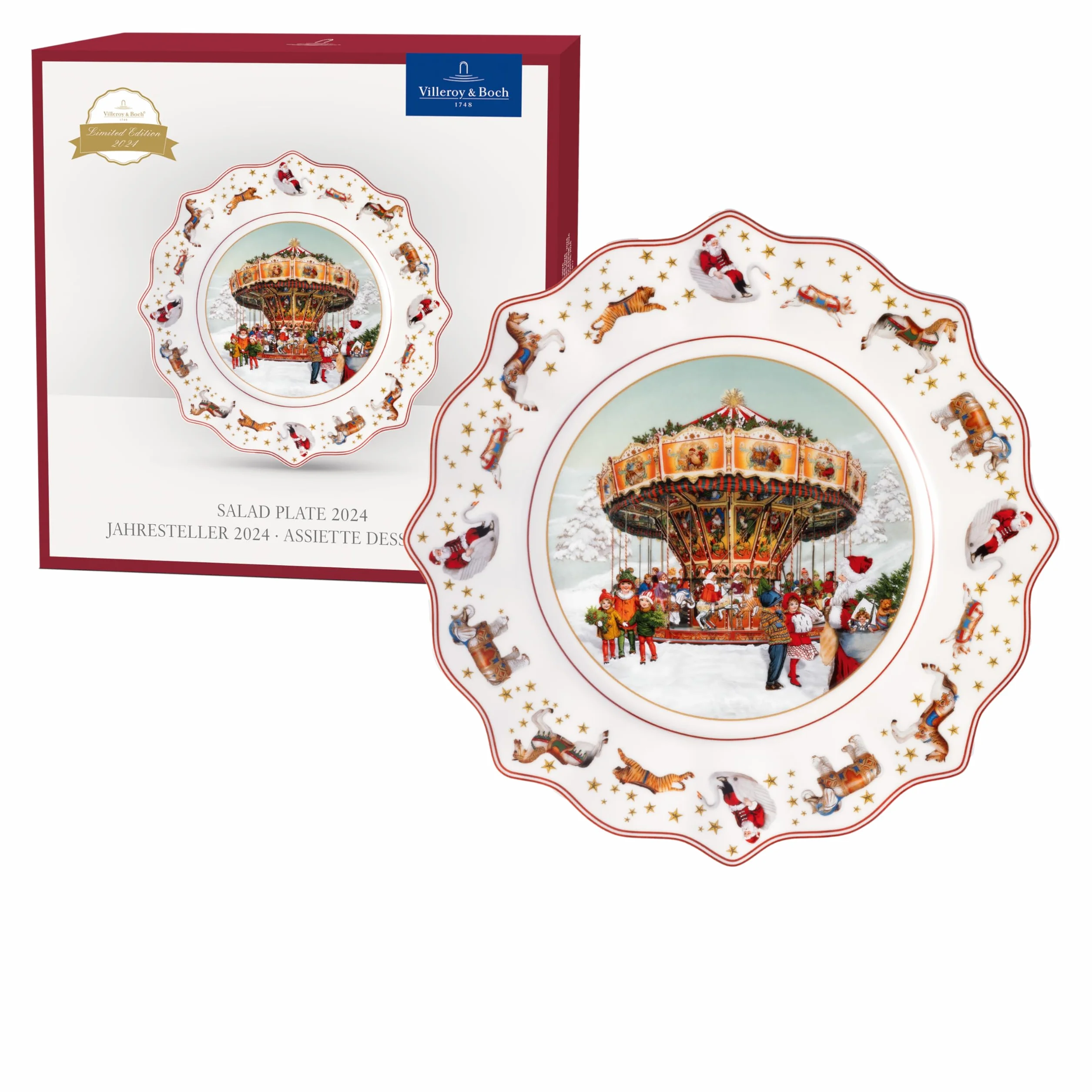 Villeroy & Boch Plato Postre 2024 23,5 cm Multicolor Navidad Cerámica Porcelana Premium