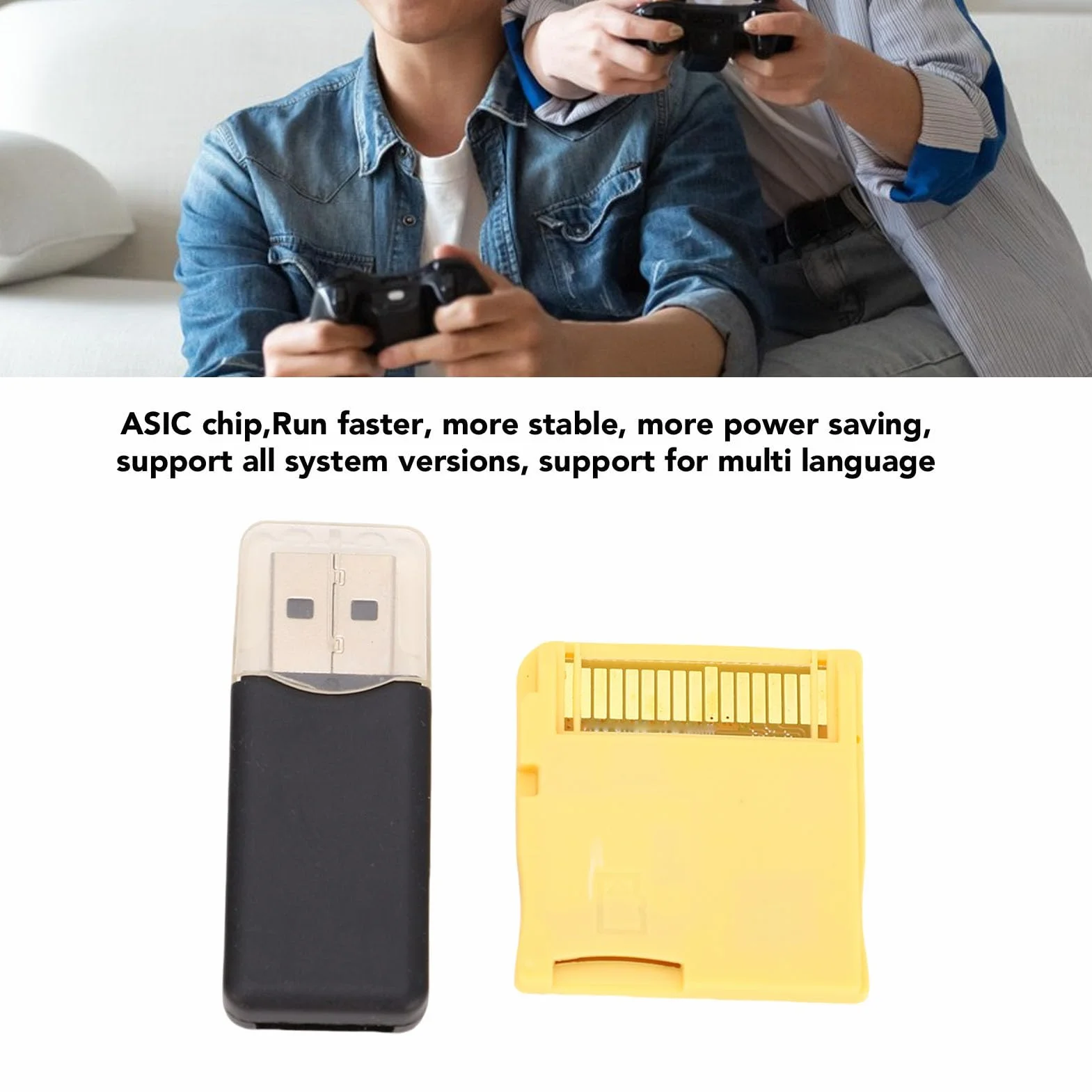VBESTLIFE Tarjeta Flash de Videojuego, 2025 Nuevas Tarjetas Flash ASIC Video Video Video Compatibles con la Serie NDS 2DS 3DS, Incluye el Lector de Cartas (Gold)