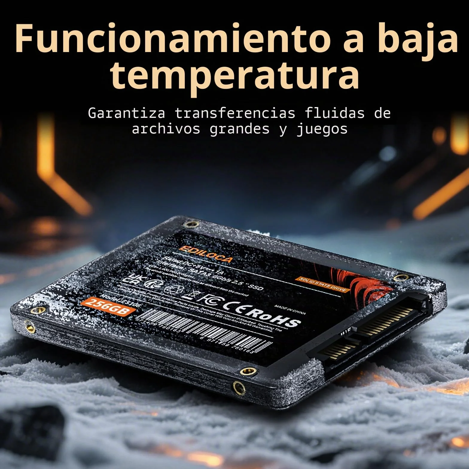 Ediloca ES106 - Disco Duro Interno SSD SATA III de 256 GB 3D TLC NAND Flash de 2.5 Pulgadas, hasta 550 MB/s de Lectura, actualización de Memoria y Almacenamiento de PC o portátil (Negro)