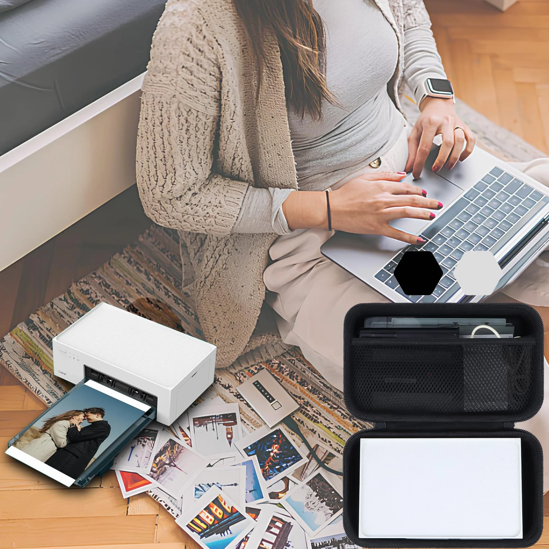 Dura Funda Protectora Compatible con Liene Amber M100 / M200 Impresora Fotográfica (Blanco)
