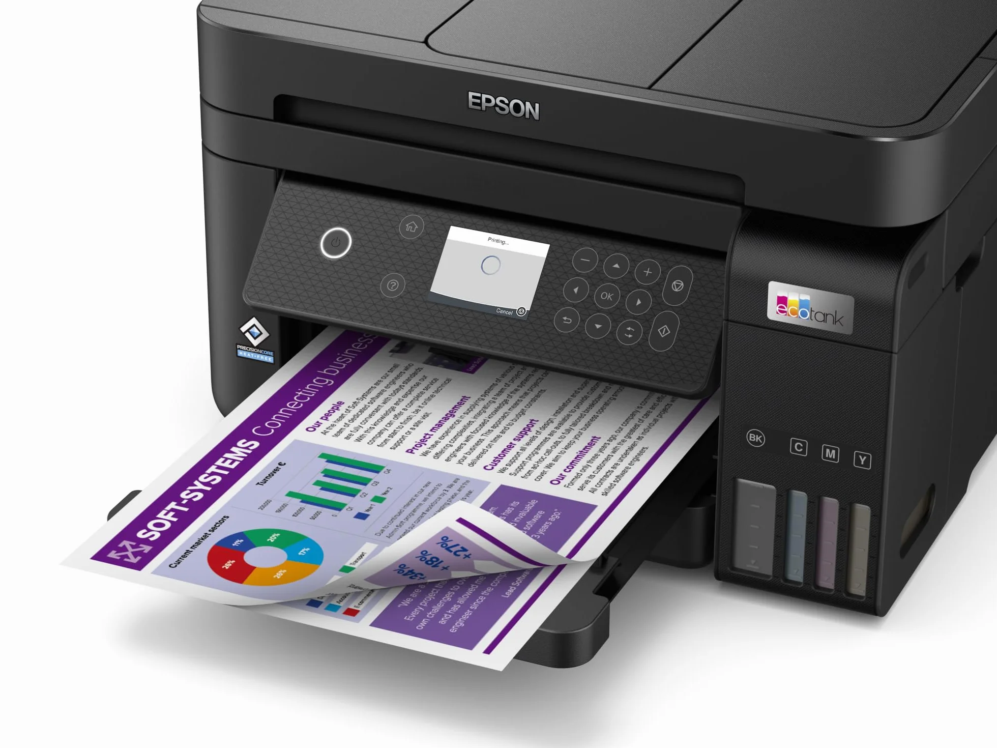 Epson EcoTank ET-3850, Impresora WiFi A4 Multifunción 3en1 con Depósito Tinta Recargable, Impresión Doble Cara (Dúplex), Alimentador Documentos (ADF), Pantalla LCD, Bandeja Frontal, Mobile Printing