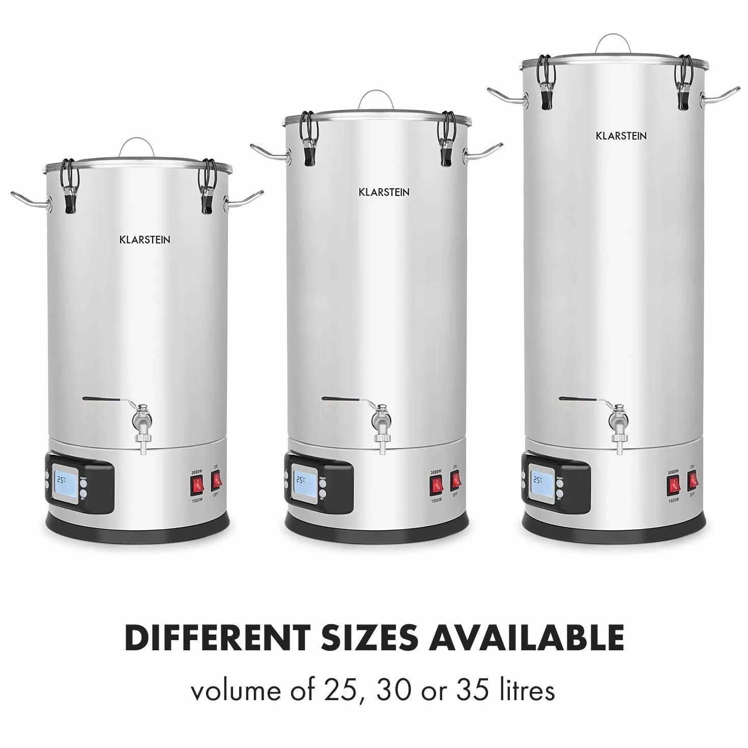 Klarstein Maischfest Caldera Máquina Cerveza Artesanal 30L 1500/3000W Acero 304 5 Piezas Gris