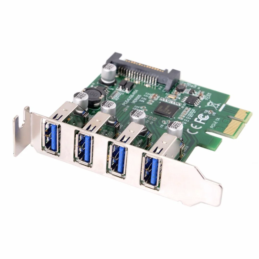 chenyang U3-101 CY - Adaptador de tarjeta de expansión PCI-E a USB 3.0 HUB PCI Express de perfil bajo de 4 puertos para placa base