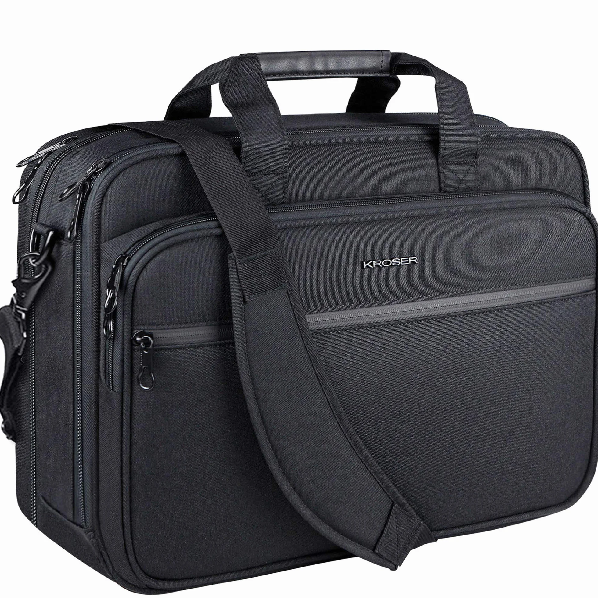 KROSER Bandolera para Portátil Maletín para Portátil Hidrófugo Peso Ligero Bolso de Mensajero para Portátil Bolsa de Ordenador para Viajes/Negocios/Escuela/Hombres/Mujeres