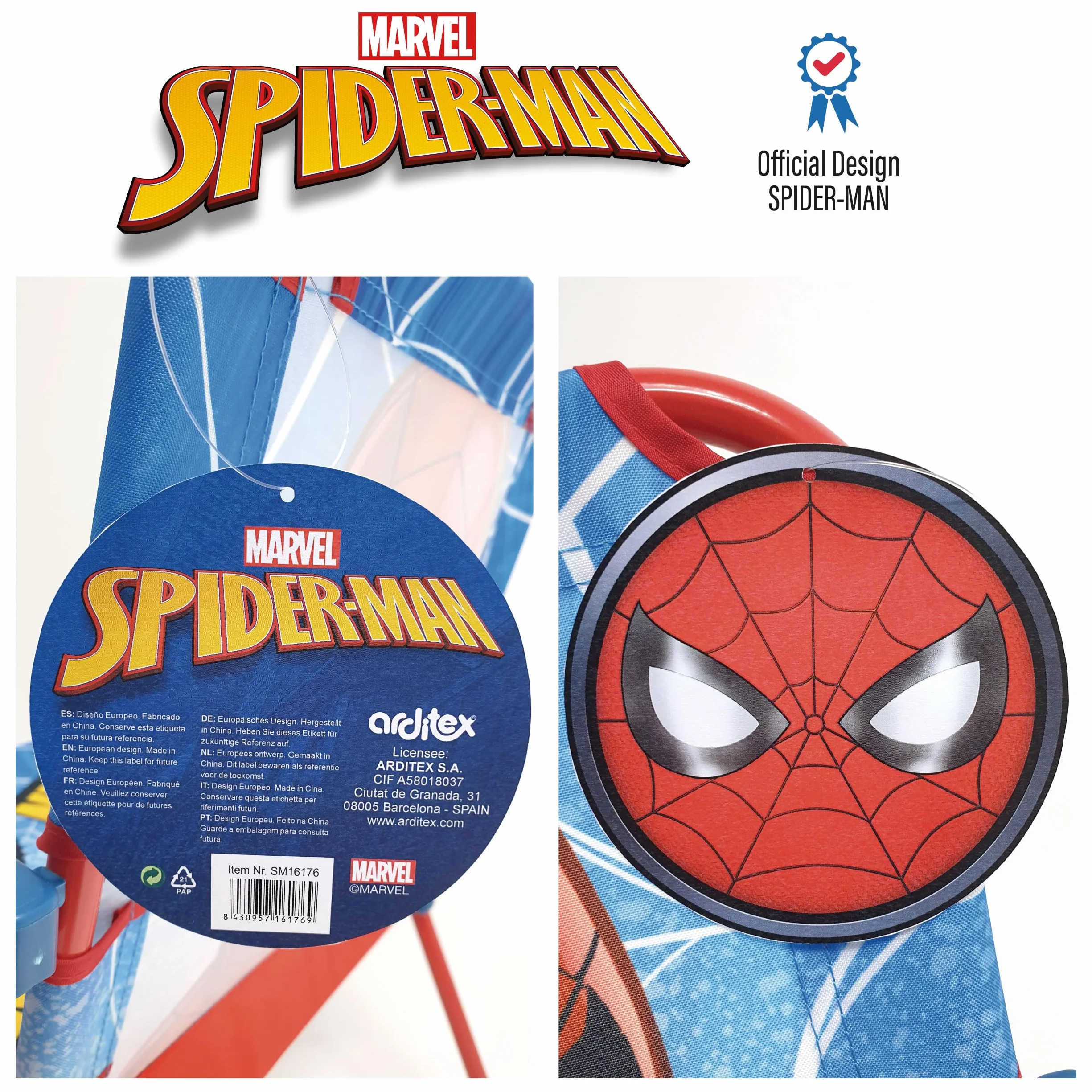 Silla Plegable Infantil Spiderman ARDITEX 38x32x53 cm Azul Roja Exterior Playa Jardín