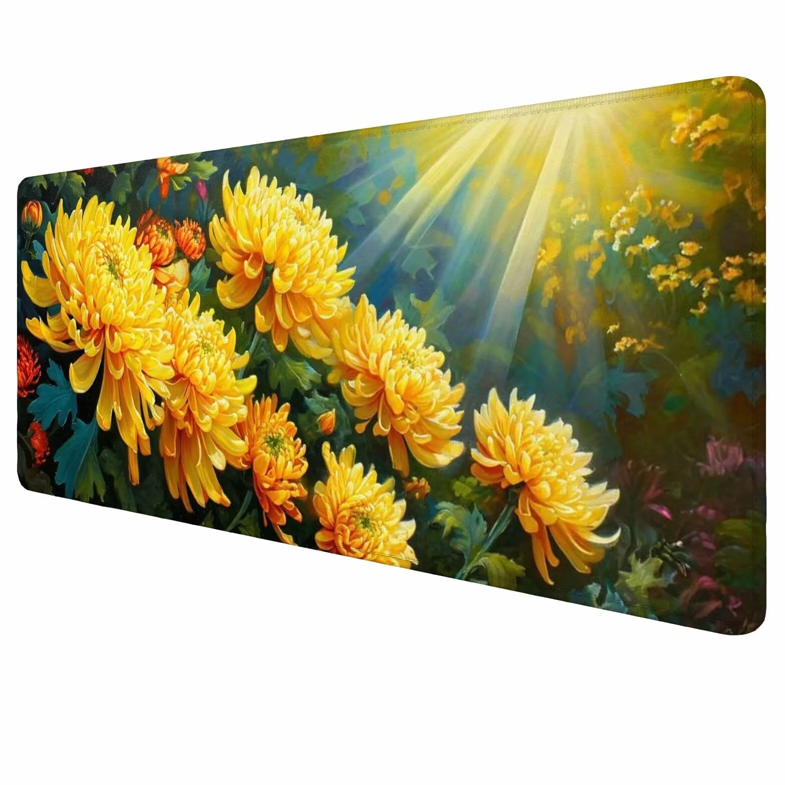 Alfombrilla Ratón Crisantemo Alfombrilla Ratón Gaming XXL 1200x600x3mm Accesorios Escritorio,Antideslizante Mousepad Amarillo Tapete Escritorio Infantil,para Alfombrilla Pc Teclado Ratón J618