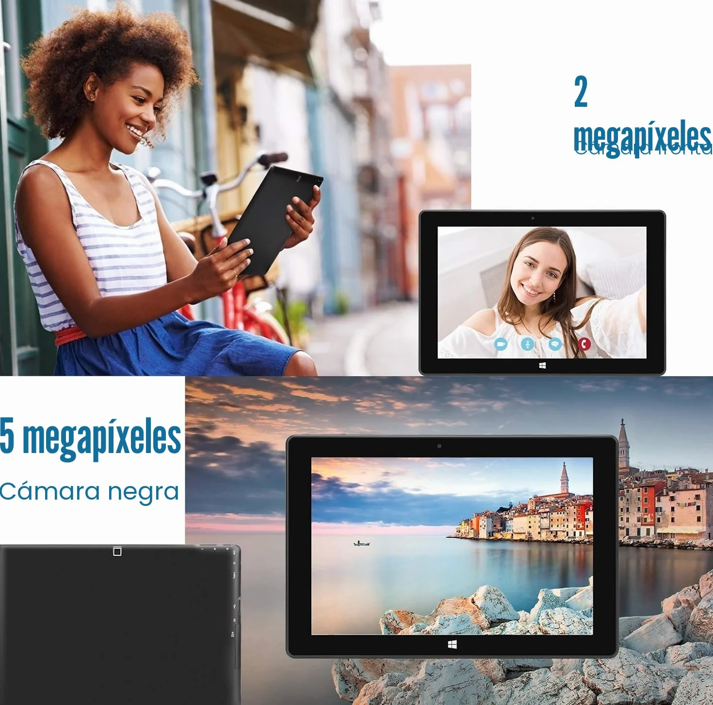 Windows Tablet PC de 10 Pulgadas Tablet Windows 11 Intel Processor, Tablet Computer HD Touchscreen 6GB RAM + 128GB, 6000mAh de Gran batería