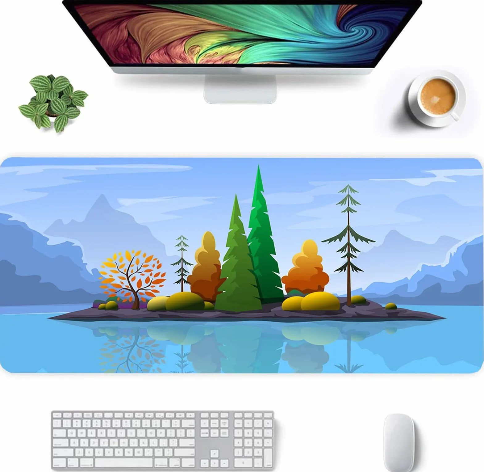 Alfombrilla Ratón XXL 1200x600x2mm Mouse Pad Grande Gaming,Alfombrilla Antideslizante,Tapete Escritorio con Bordes Cosidos,Alfombrilla Ratón para Jugadores, PC, Oficina, Isla escénica