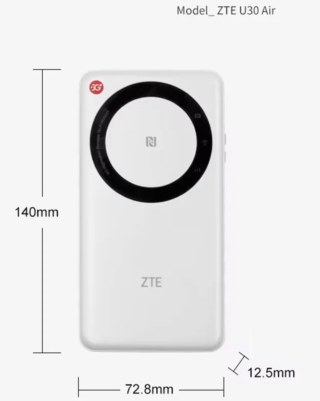 ZTE 5G Pocket WiFi U30 Air 4500mAh Tipo-C 867Mbps 2.4/5GHz Dual Band Portable Hotspot 5G 4G LTE Tarjeta SIM Router Móvil - Blanco