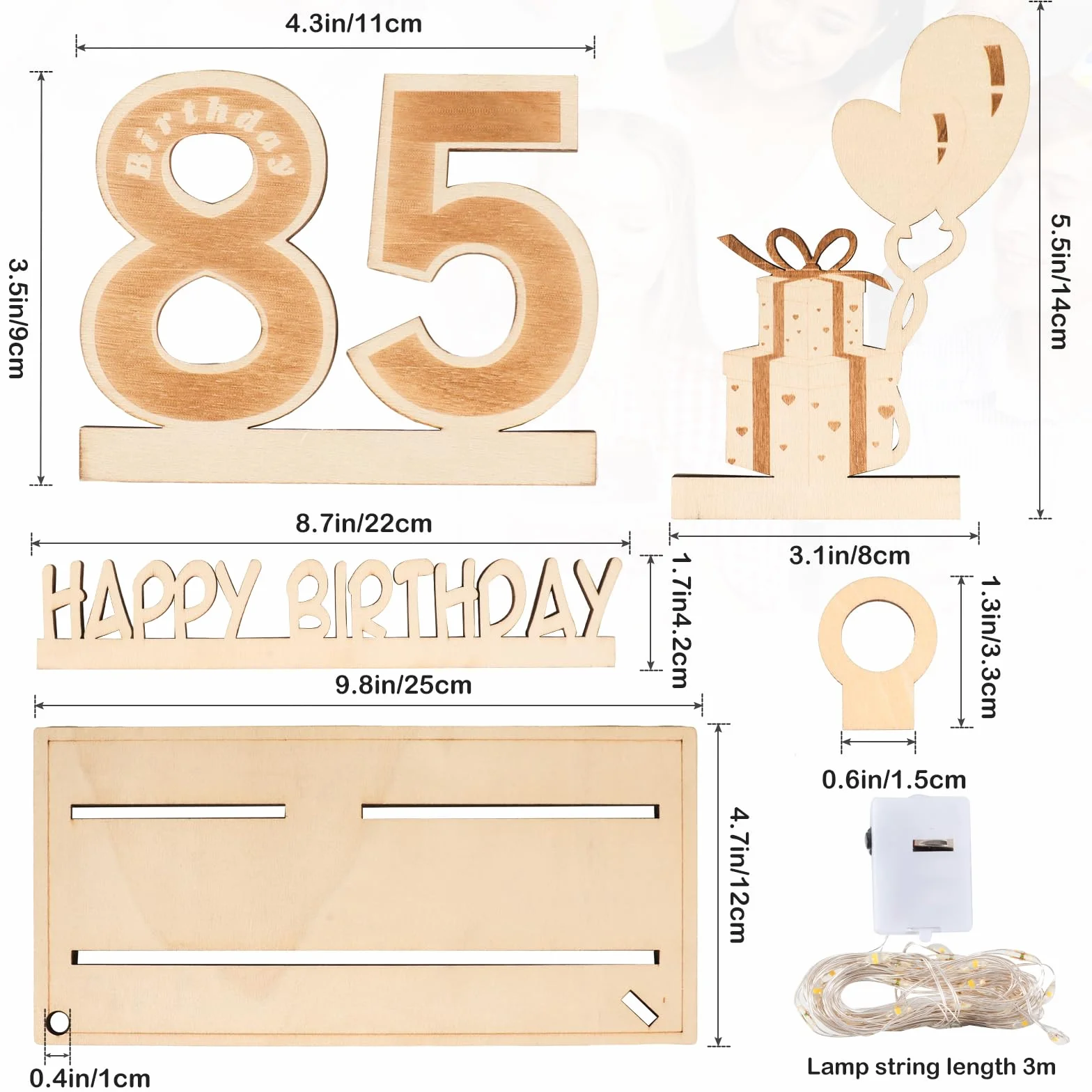 Decoracion 85 Cumpleaños para Hombre Mujer con Tira de Luces LED y Libro de visitas