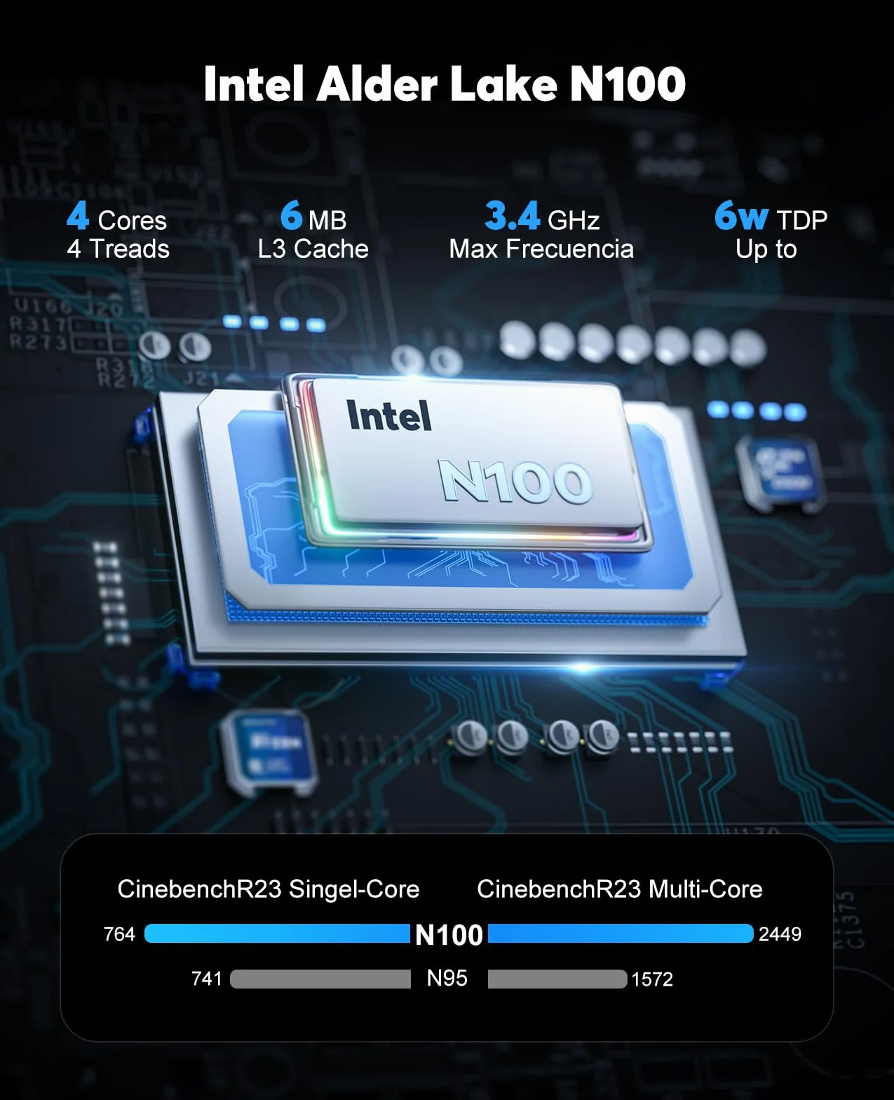 ACEMAGICIAN Mini PC T8Plus, 12th Gen Intel Alder Lake N100, 16GB LPDDR5 512GB M.2 SSD, W11 Pro, Dual RJ45, 4K HDMI, WiFi 5