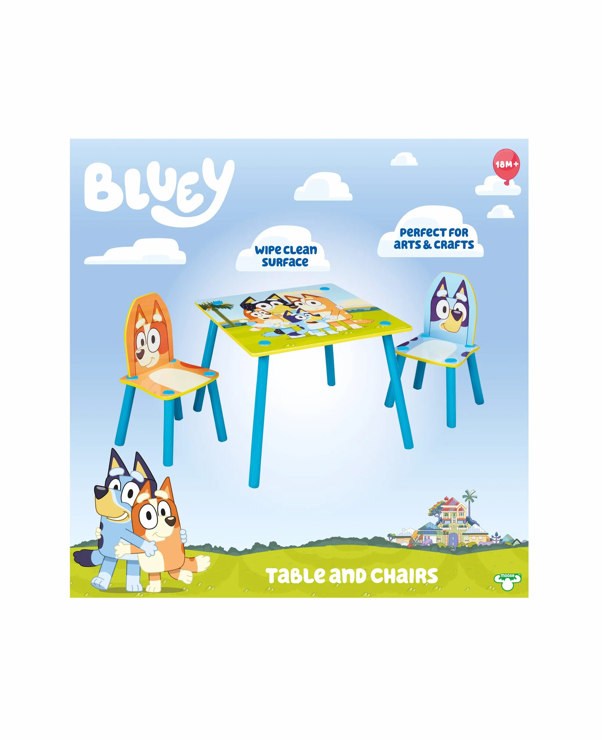 Bluey Juego de 2 sillas para niños, Mesa 43,5 x 63 x 63 cm