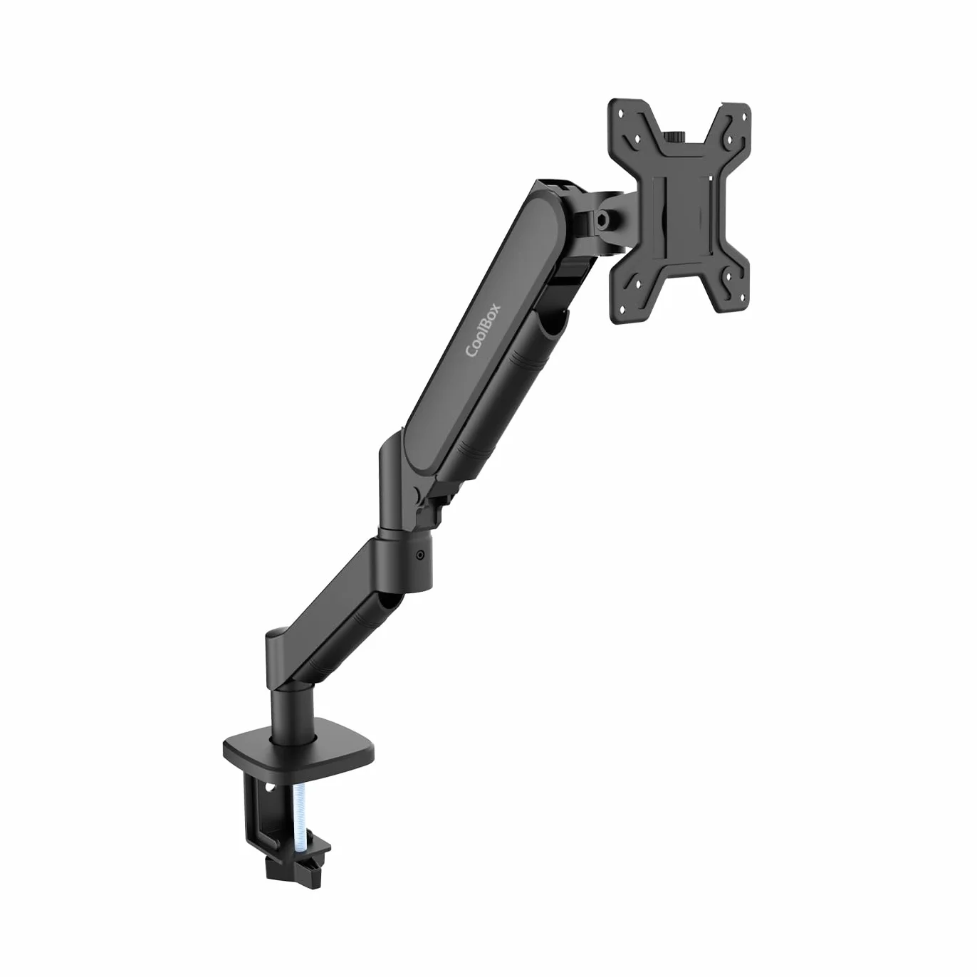 CoolBox M02 - Soporte Brazo Monitor para Pantallas hasta 32", Altura, Giro e Inclinación Ajustables, Posición Monitor Vertical, VESA 75x75/100x100, Hasta 8Kg de Peso, Negro
