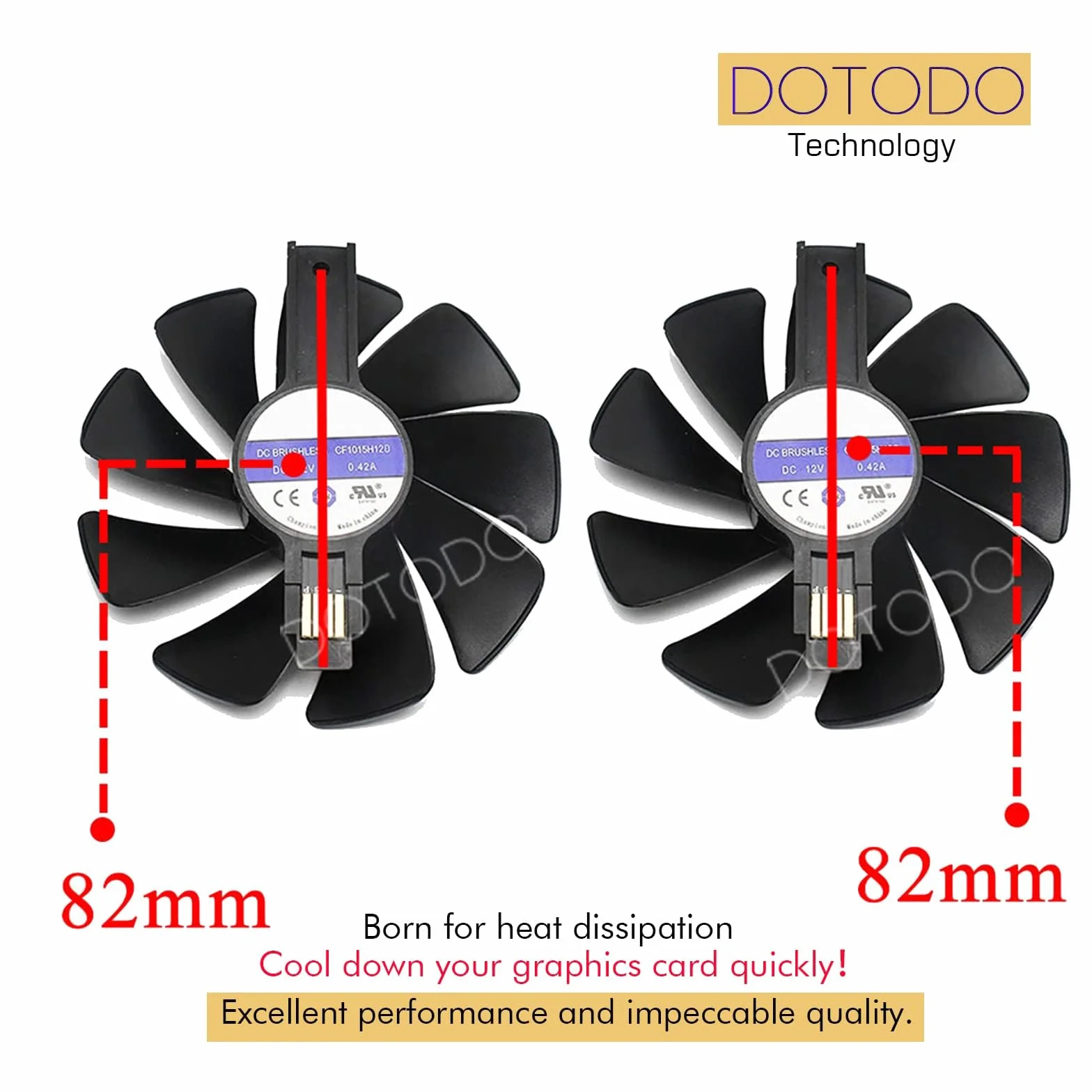 CF1015H12D/FDC10U12S9-C - Ventilador de tarjeta gráfica para Sapphire Nitro RX 580, RX 570 y RX 480 VGA (negro, paquete de 2)