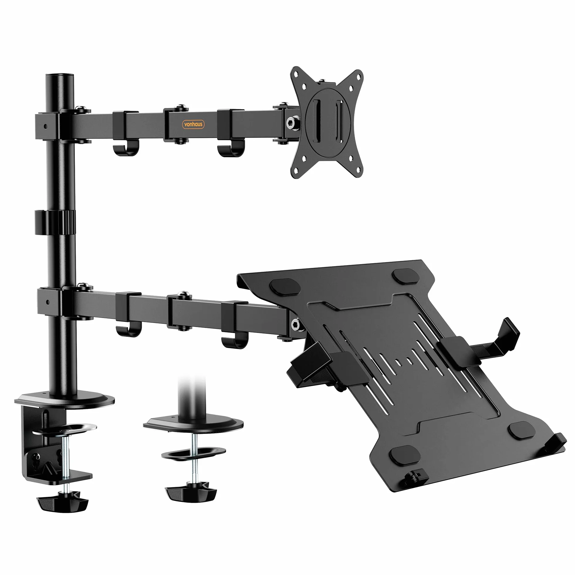 VonHaus Soporte para Monitor y Portátil de Escritorio – Brazo para Monitor de 13-32" de Altura Ajustable y Abrazaderas de Fácil Montaje - Giro, Inclinación y Rotación Totales - VESA 75x75, 100x100 mm