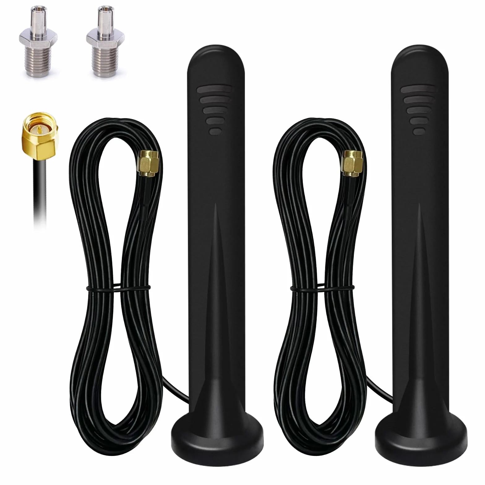 2 X 5G Antena 4G Exterior,Omnidireccional Amplificador Señal Interior/Exterior Ganancia hasta 15DBI Conector SMA con Adaptador TS9 Base Magnética,3G/4G/5G/GSM/GPRS,Universal in All Frequency Bands-3M