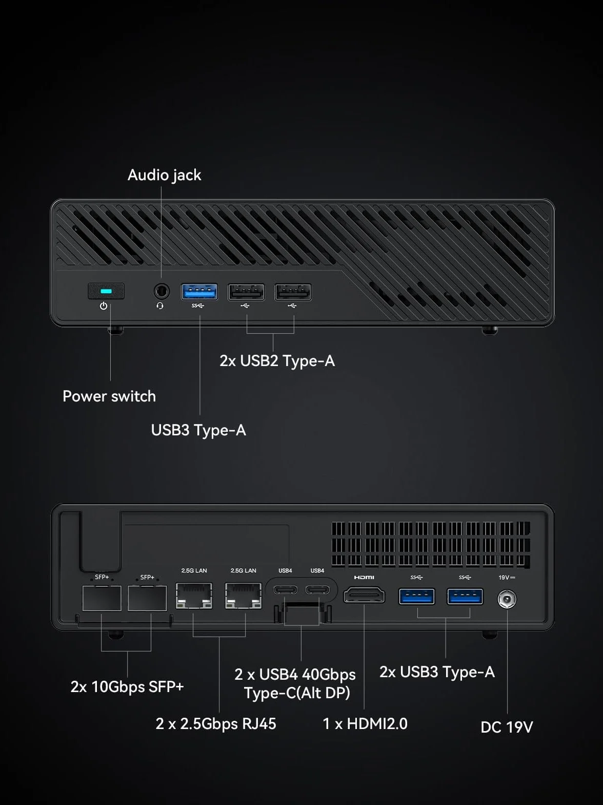 MINISFORUM MS-01 Mini Workstation Intel Core i9-13900H (vPro Enterprise Support) 32Go DDR5 1TB SSD Mini PC,2x 10Gbps SFP+/2x 2.5G RJ45/2x USB4/HDIM/1x PCIe4.0x16 slot/Support 3x M.2 2280/22110/U.2 SSD