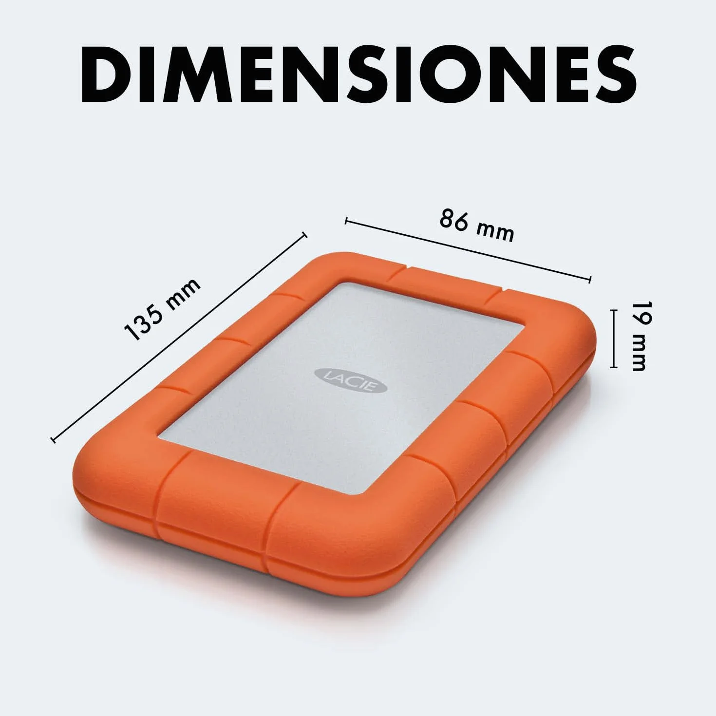LaCie Rugged Mini 2TB, disco duro externo portátil, 2.5", para PC Mac iPad & iPhone, Data Rescue Services (LAC9000298)