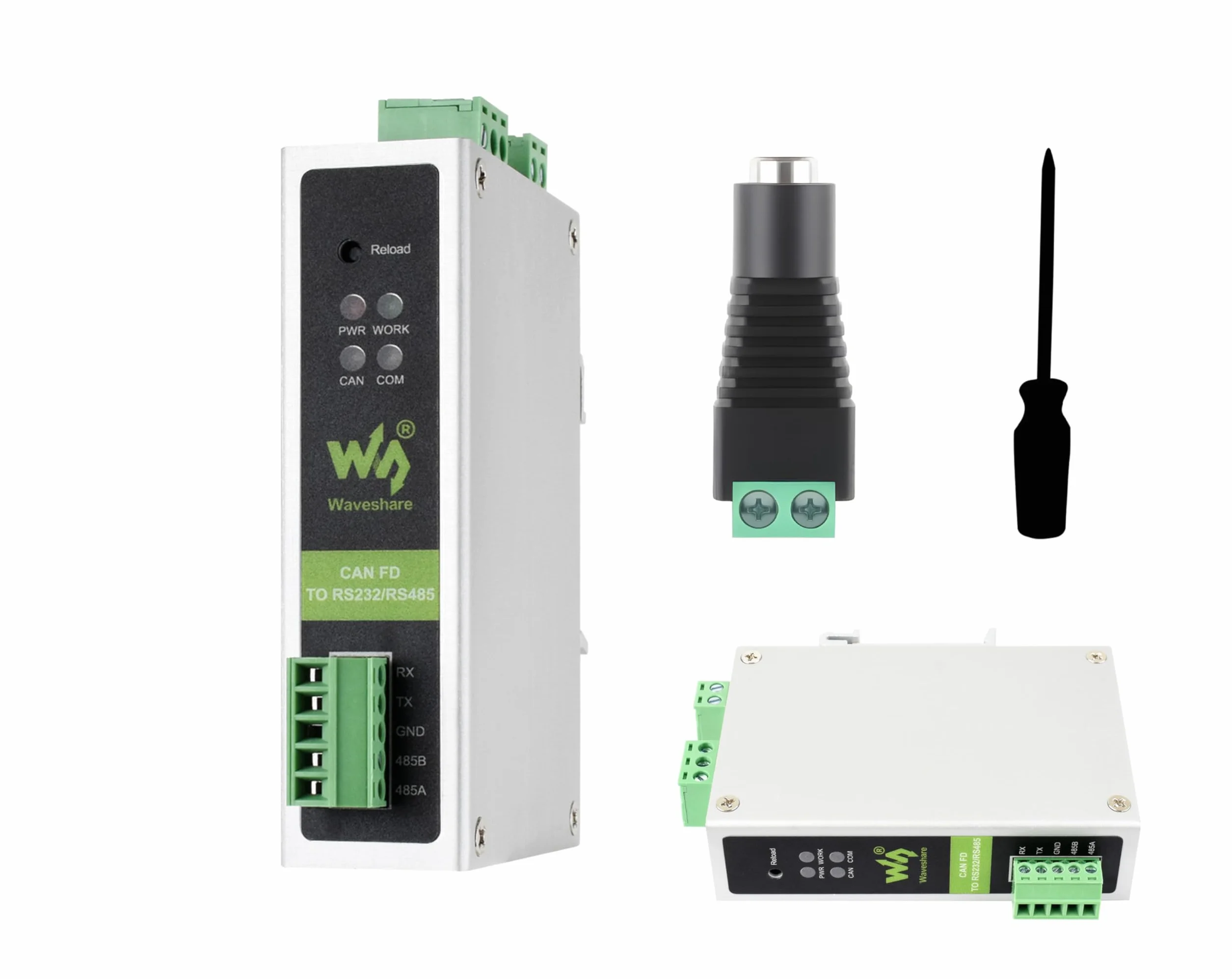 Convertidor industrial CAN FD, CAN FD a RS232/RS485 comunicación de datos bidireccional, soporta 5 modos de conversión de datos y protocolos CAN 2.0A/2.0B, soporte de montaje en riel