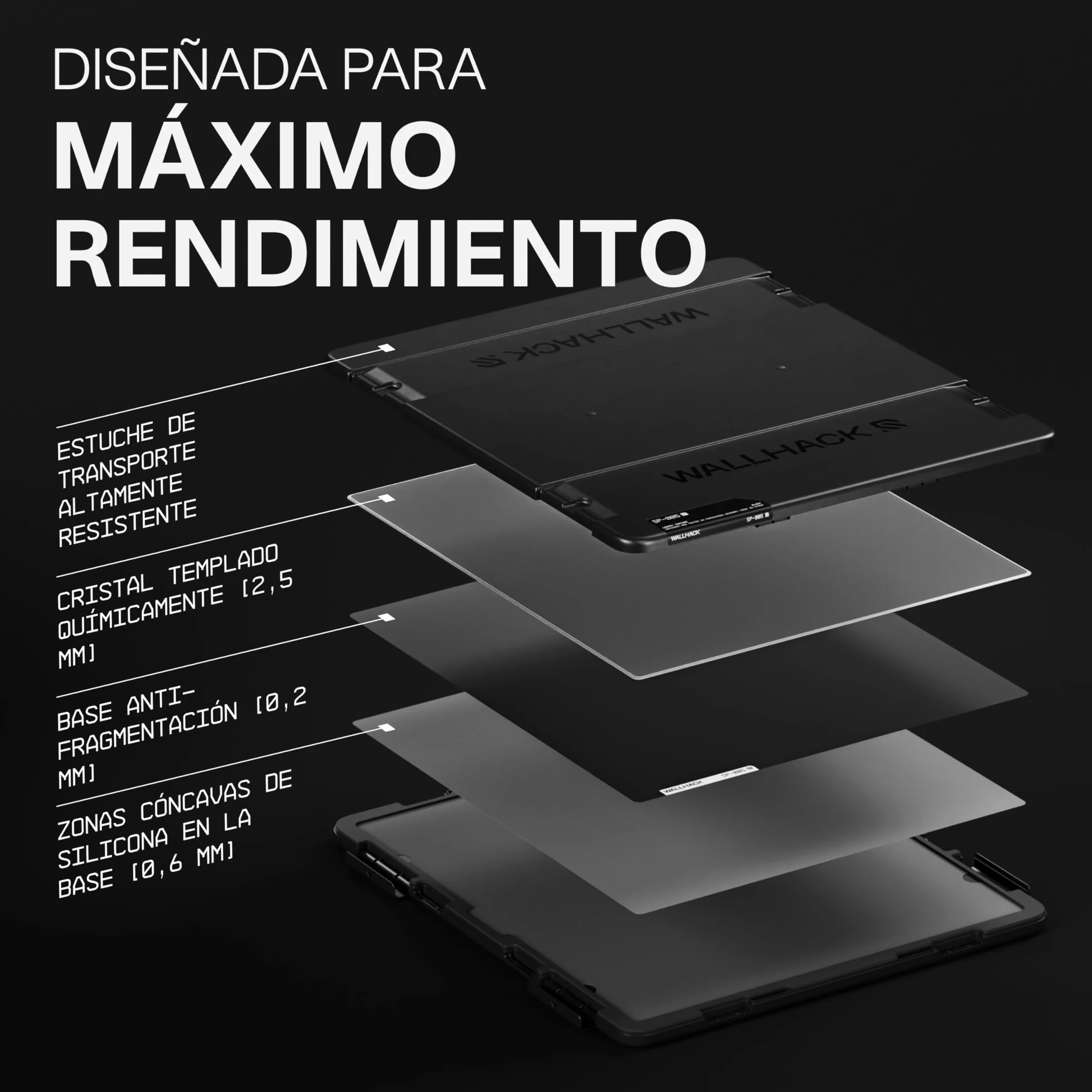 Wallhack SP-005 Alfombrilla Gaming de Cristal – Superficie Speed, Alfombrilla Grande para Esports, Deslizamiento Suave, Cristal Templado, Resistente y portátil con Estuche de Transporte | Negro