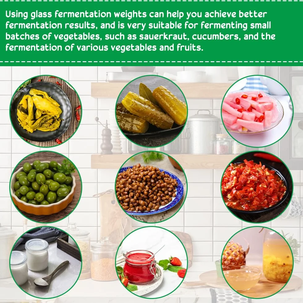 5 Piezas Pesos de Fermentación de Vidrio 7cm para Chucrut Kimchi Kéfir Encurtidos Pepinos