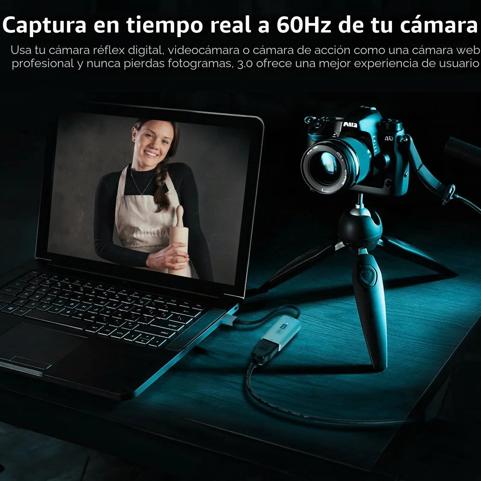 capturadora Video Fulfalic, capturadora 4K HDMI a USB 3.0, Tarjeta de Captura de vídeo de Audio 1080P 60 FPS, para enseñanza, radiodifusión, Juegos, Streaming, videoconferencia